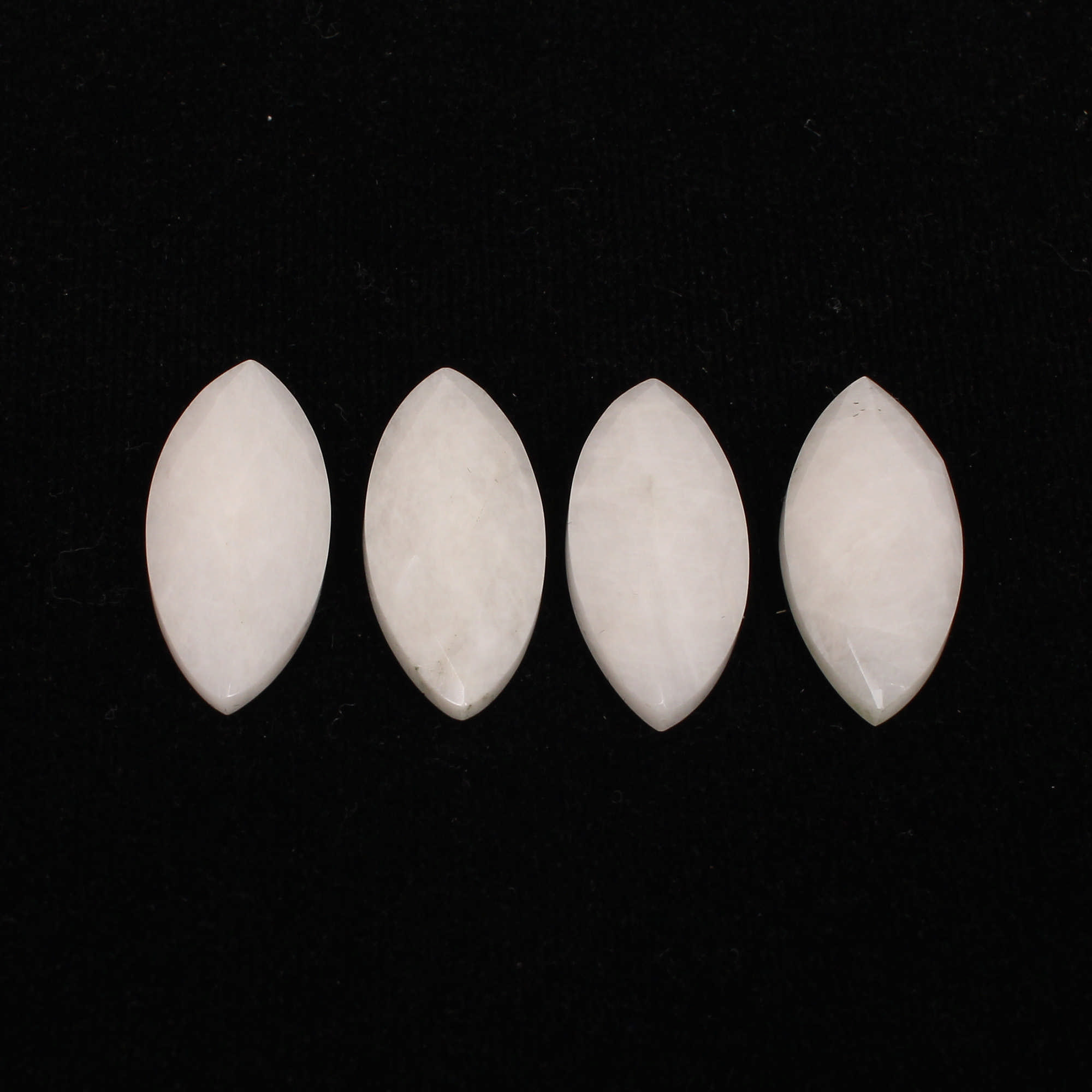 4Pes White King Agate 13X29mm Marquise Checker Cut 64Cts