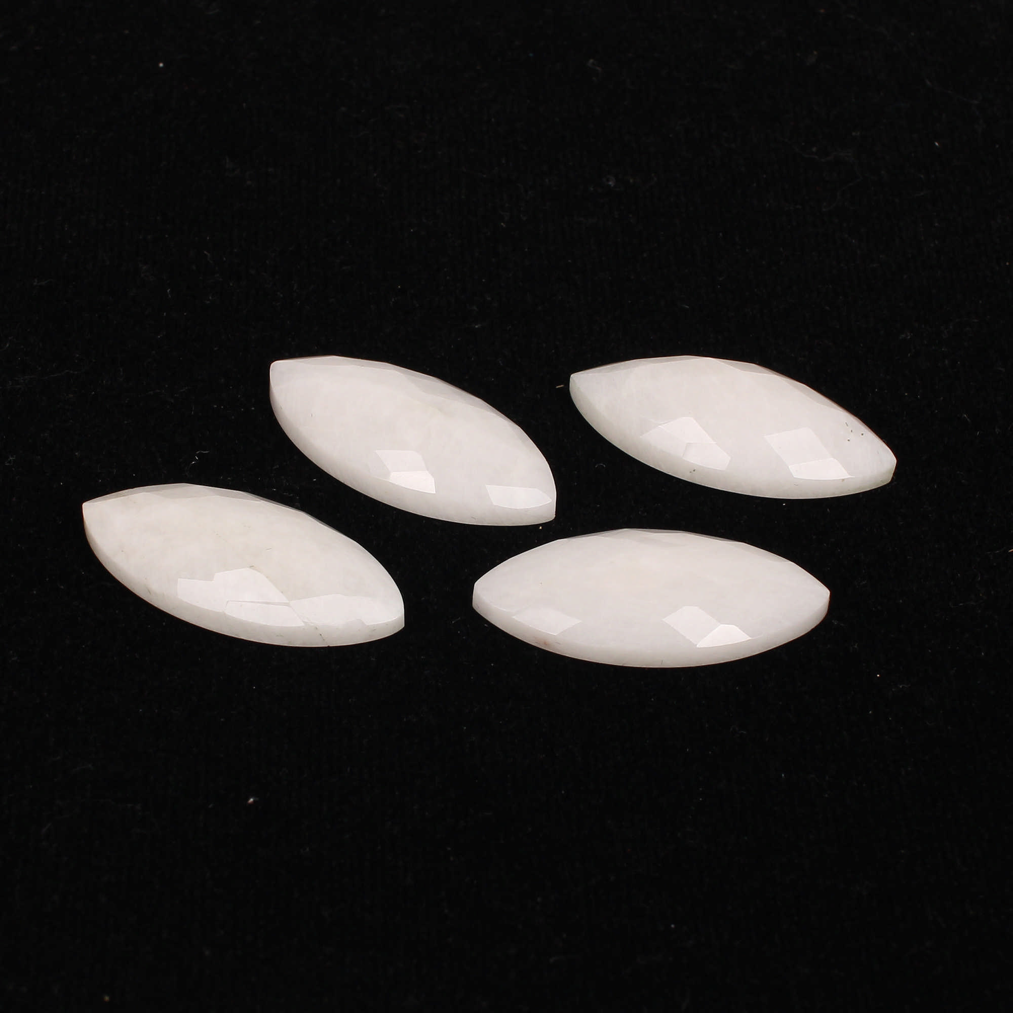 4Pes White King Agate 13X29mm Marquise Checker Cut 64Cts