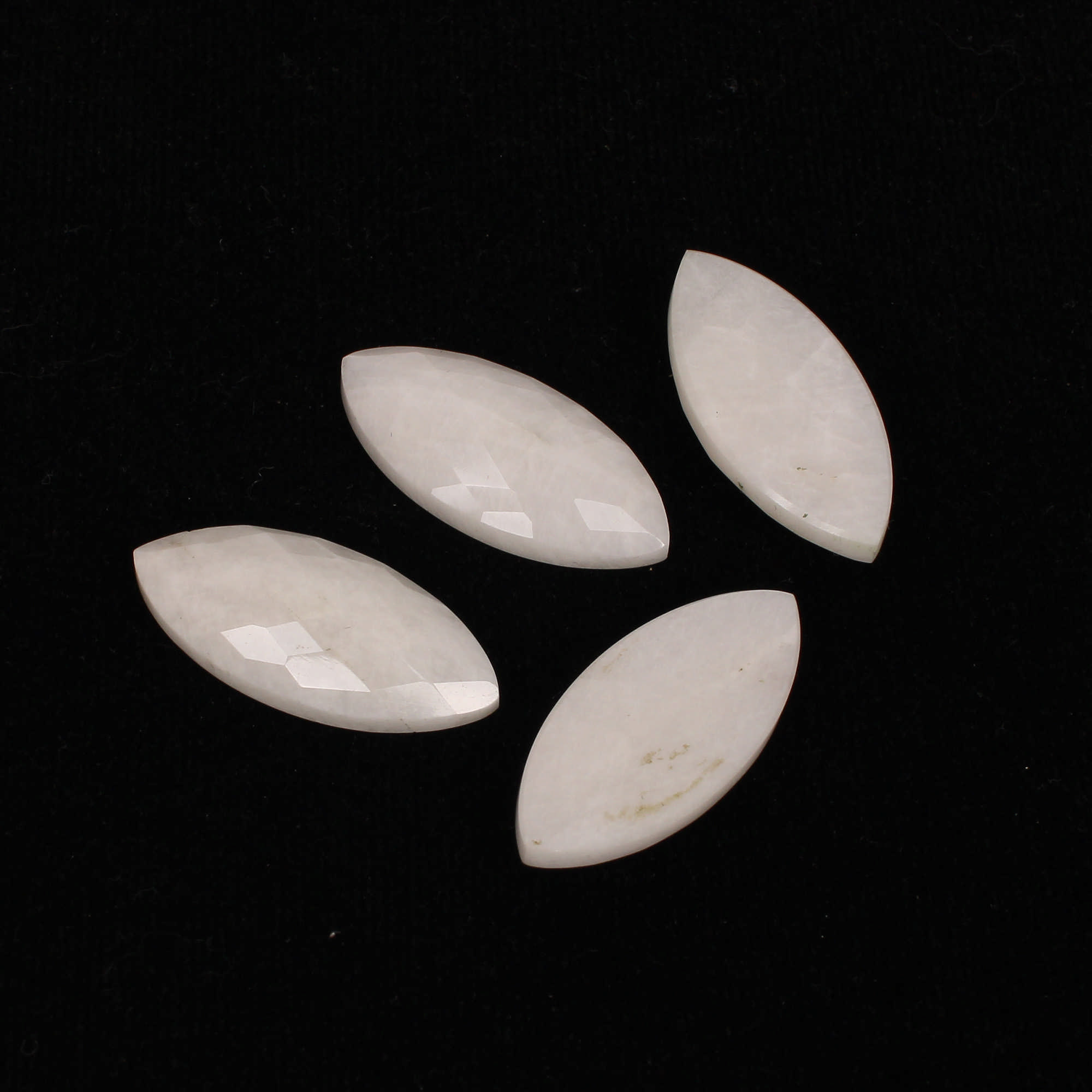4Pes White King Agate 13X29mm Marquise Checker Cut 64Cts