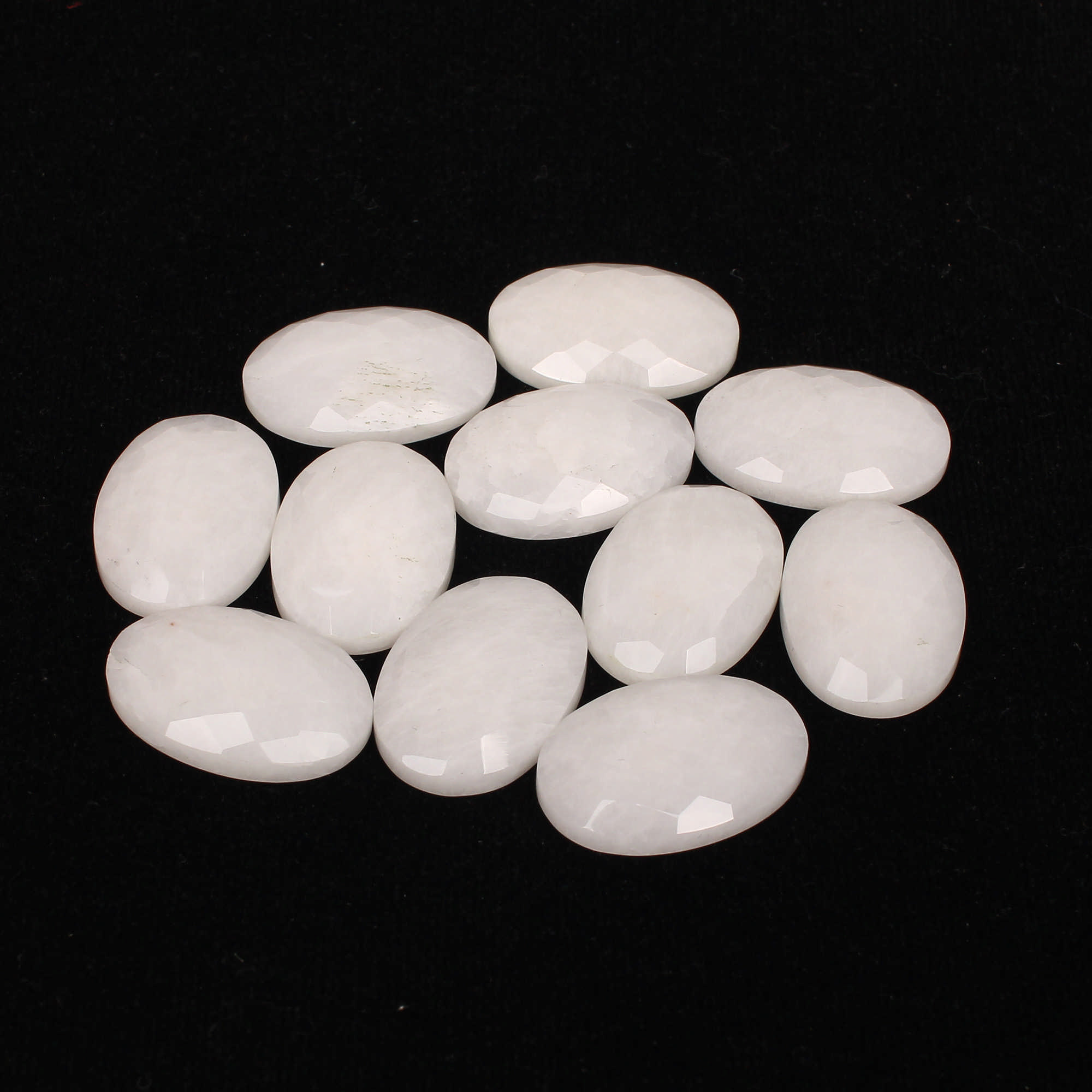 11Pes White King Agate 17x25mm Oval Checker Cut 22400Cts