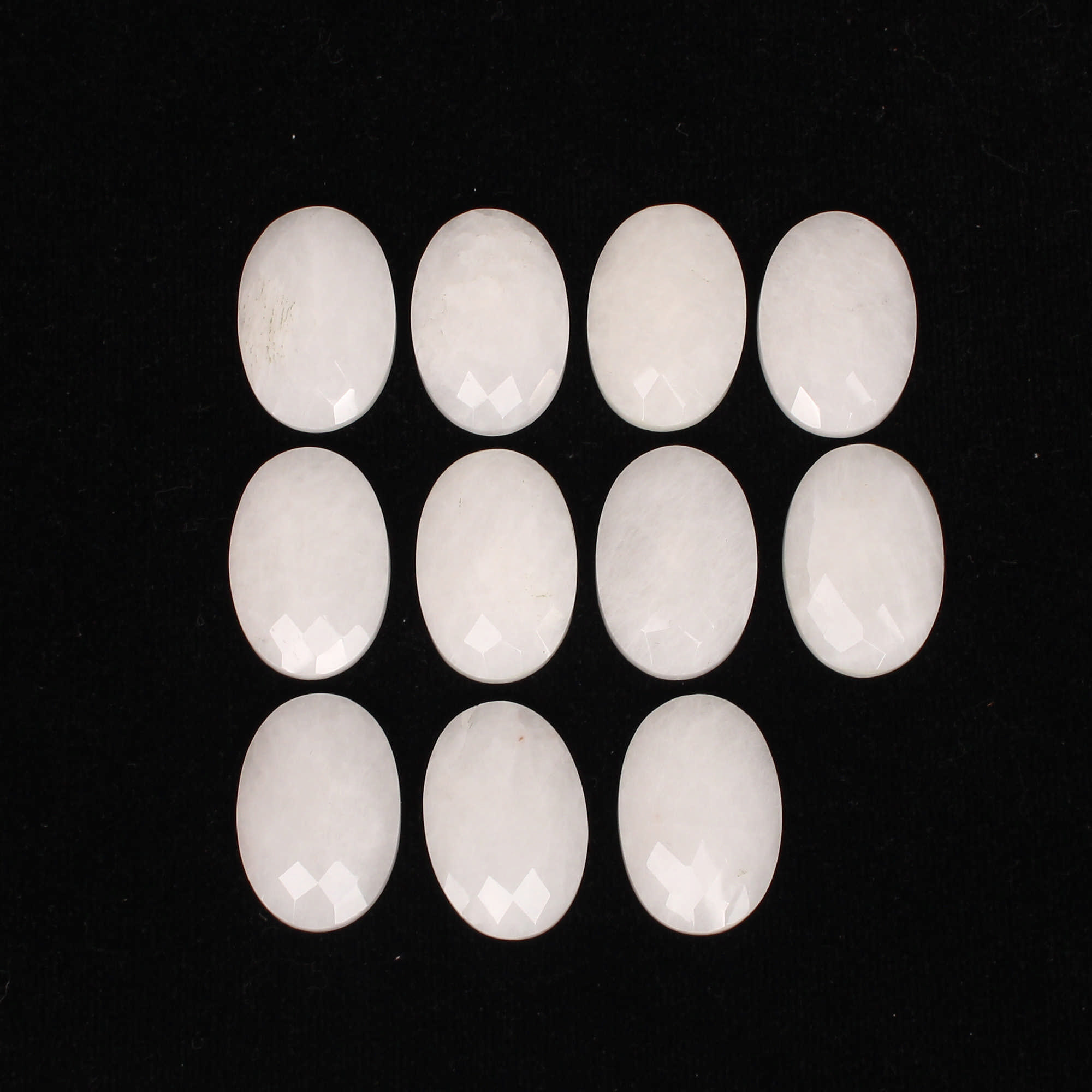 11Pes White King Agate 17x25mm Oval Checker Cut 22400Cts