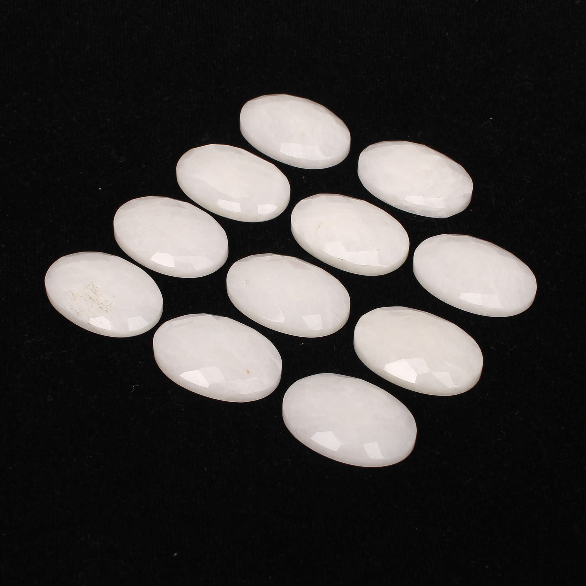 11Pes White King Agate 17x25mm Oval Checker Cut 22400Cts
