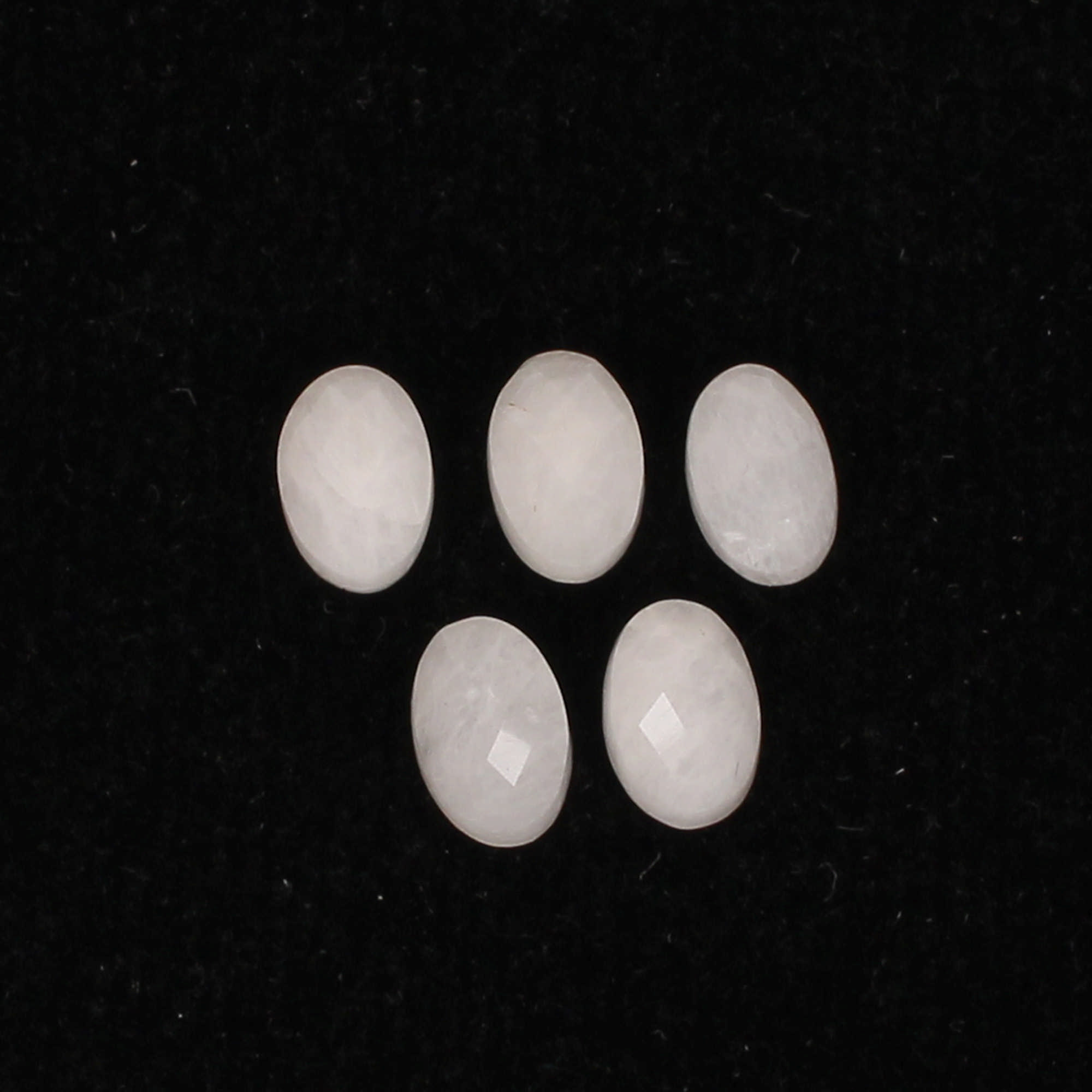 5Pes White Cats Eye 4x6mm Oval Checker Cut 300cts