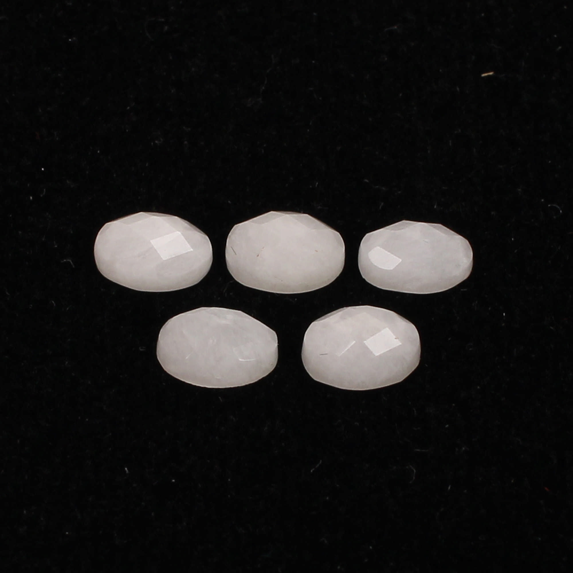 5Pes White Cats Eye 4x6mm Oval Checker Cut 300cts