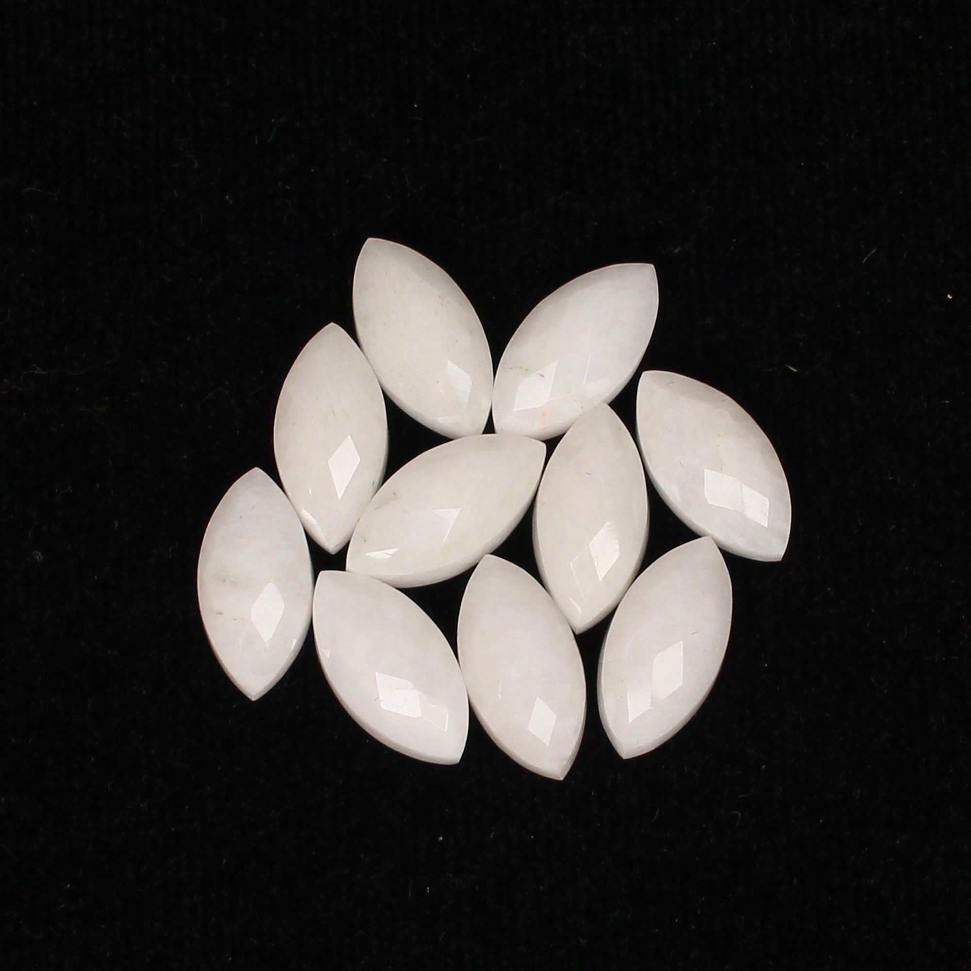 10Pes White King Agate 7x14mm Marquise Checker Cut 36Cts