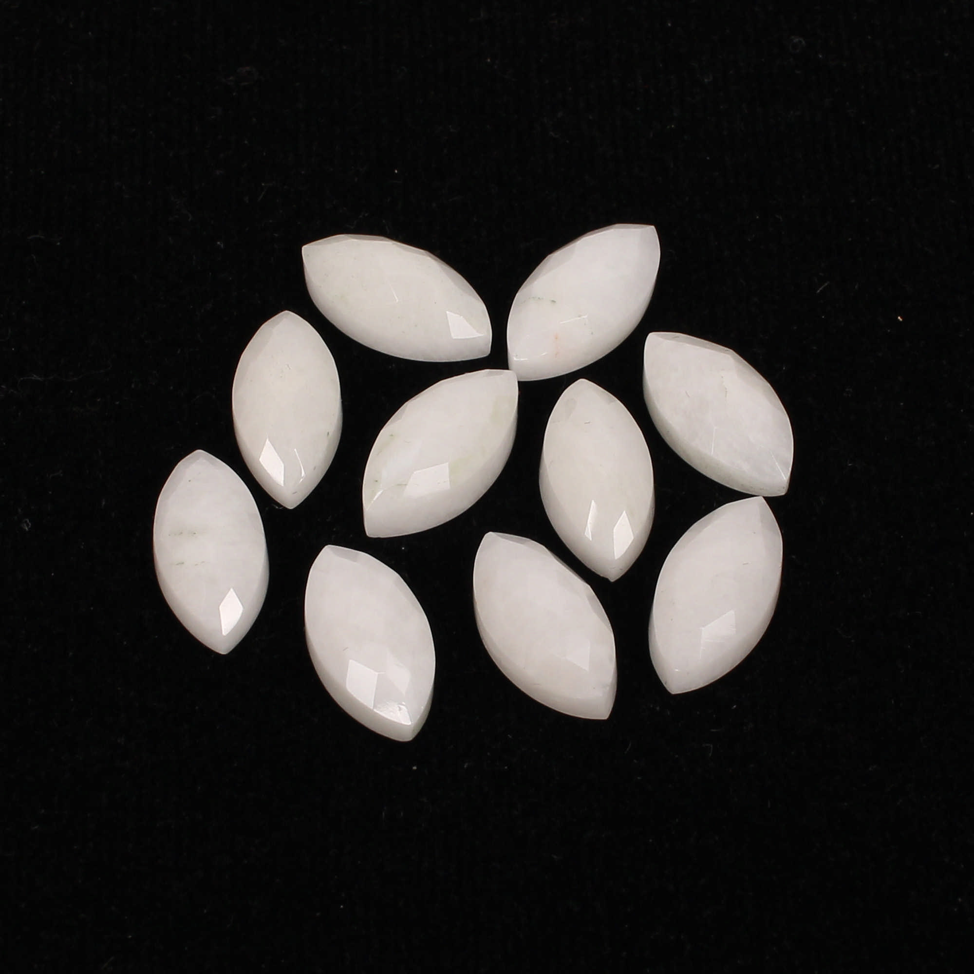 10Pes White King Agate 7x14mm Marquise Checker Cut 36Cts