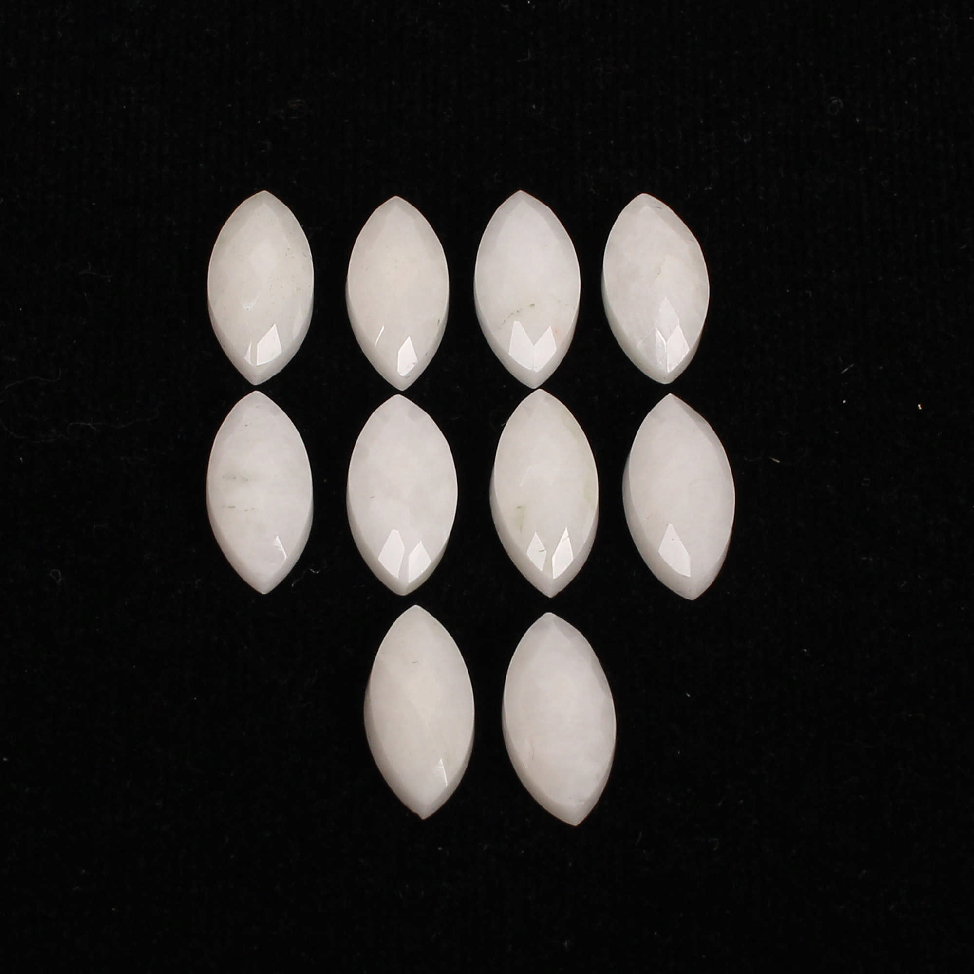 10Pes White King Agate 7x14mm Marquise Checker Cut 36Cts