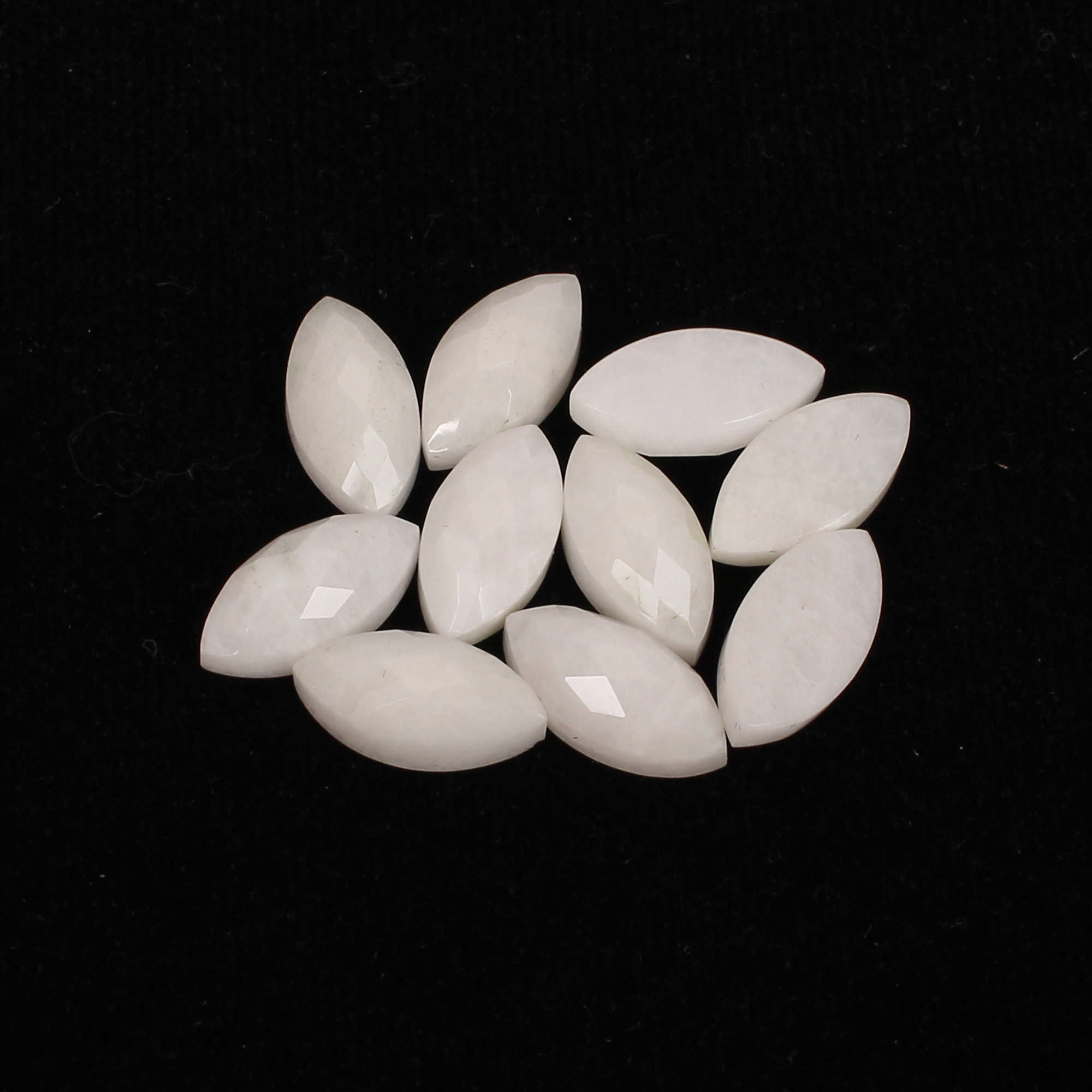 10Pes White King Agate 7x14mm Marquise Checker Cut 36Cts
