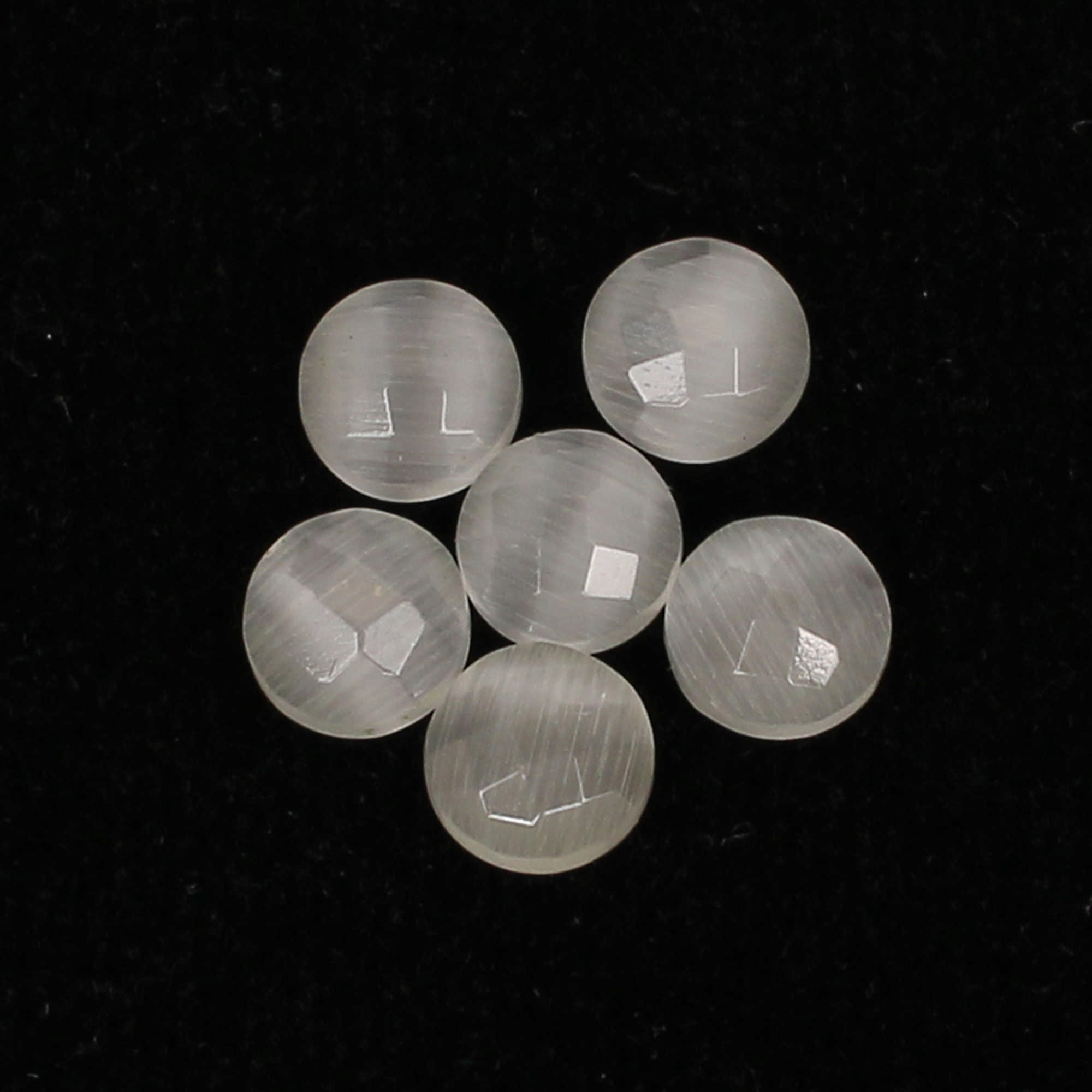 6Pes White Cats Eye 6x6mm Round Checker Cut 600Cts
