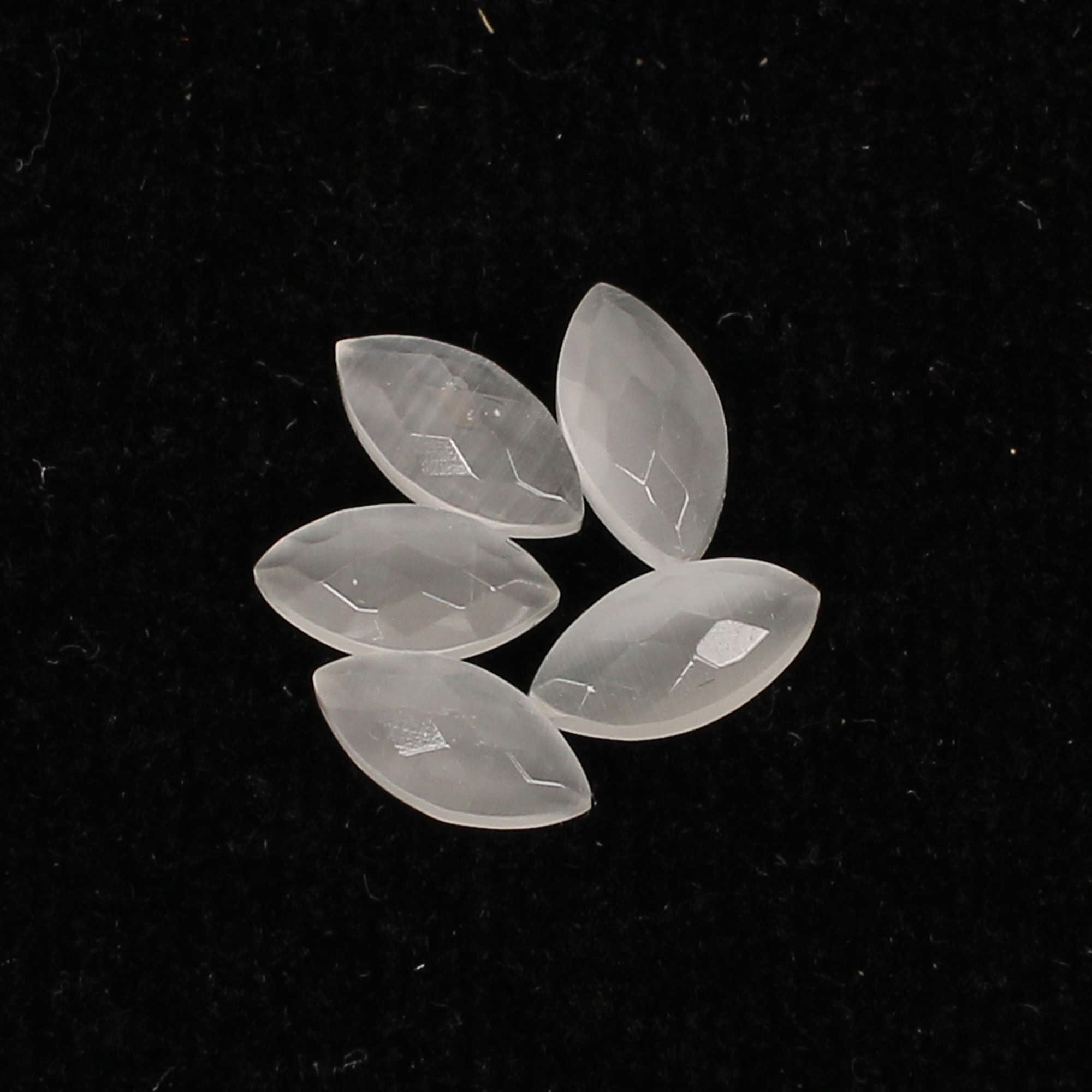 5Pes White Cats Eye 4x8mm Marquise Checker Cut 4cts