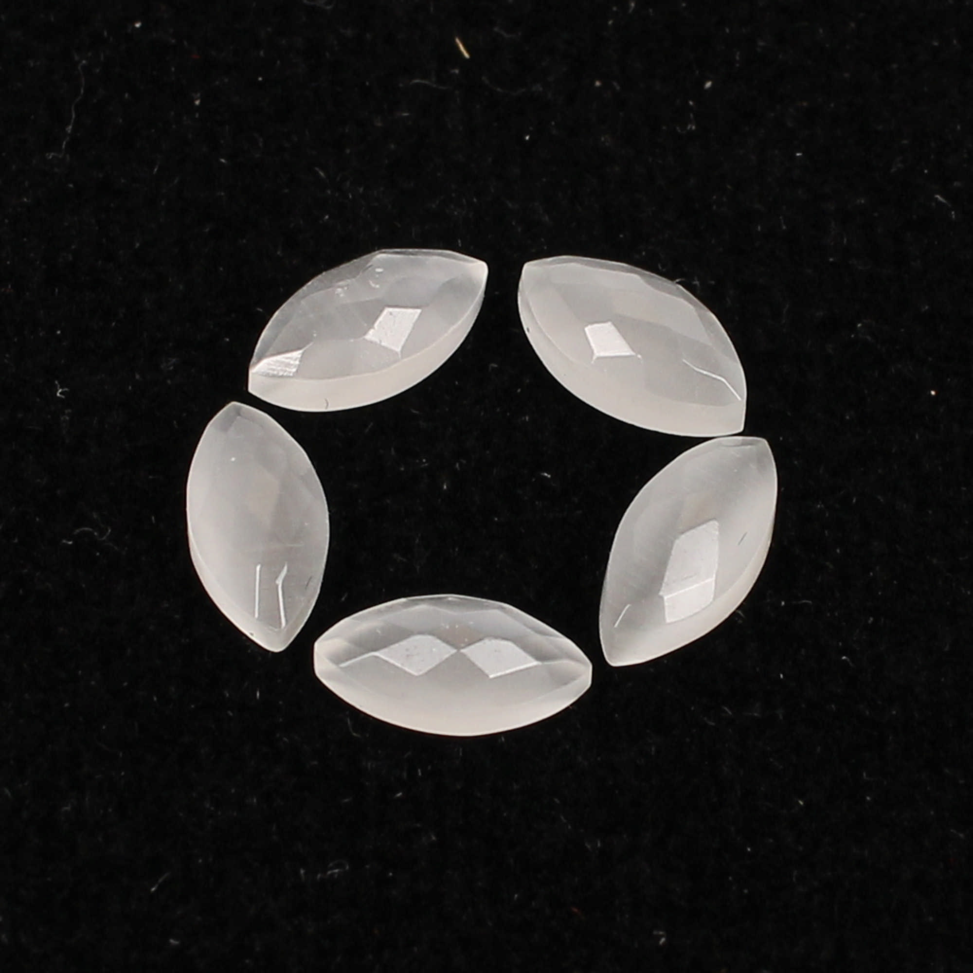 5Pes White Cats Eye 4x8mm Marquise Checker Cut 4cts