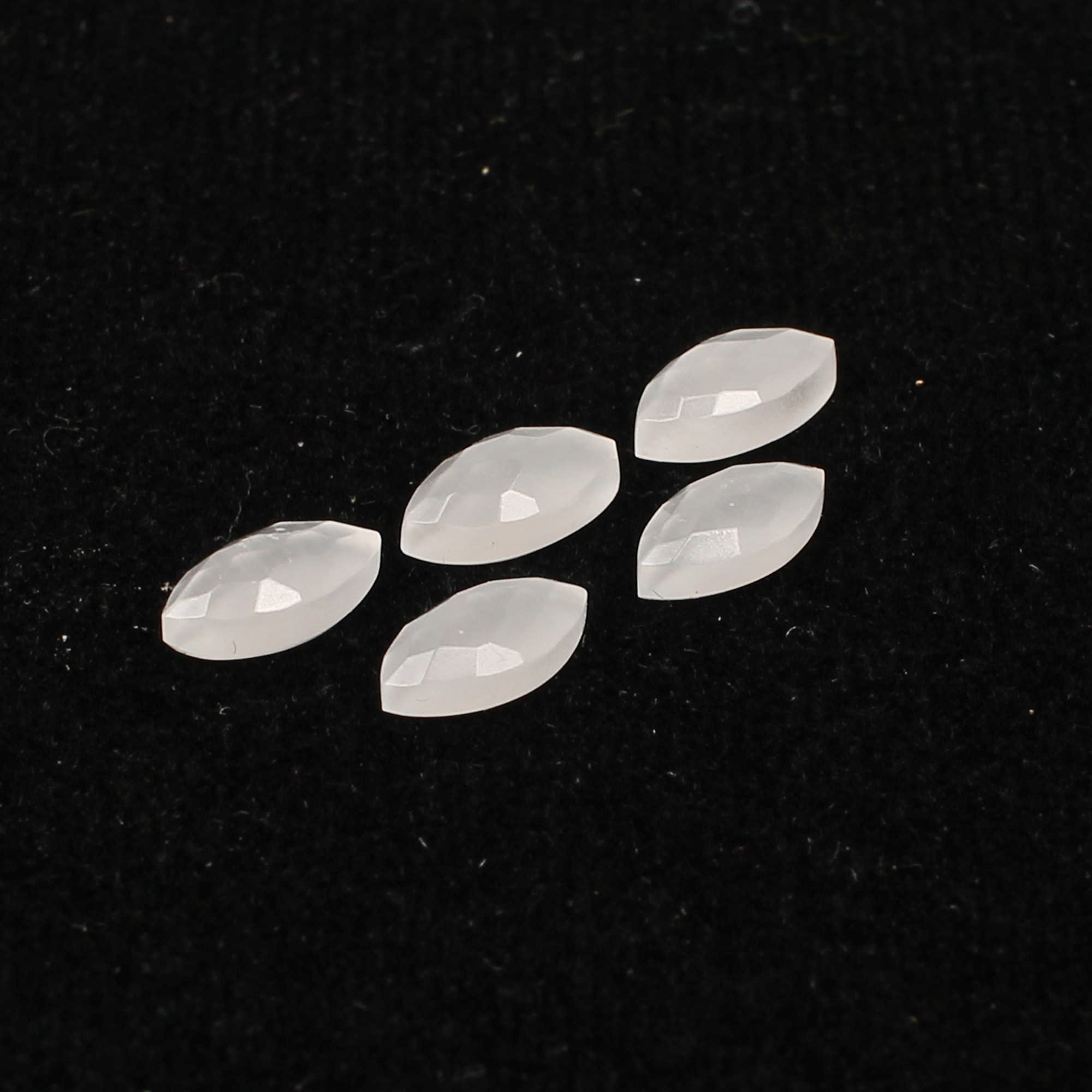 5Pes White Cats Eye 4x8mm Marquise Checker Cut 4cts