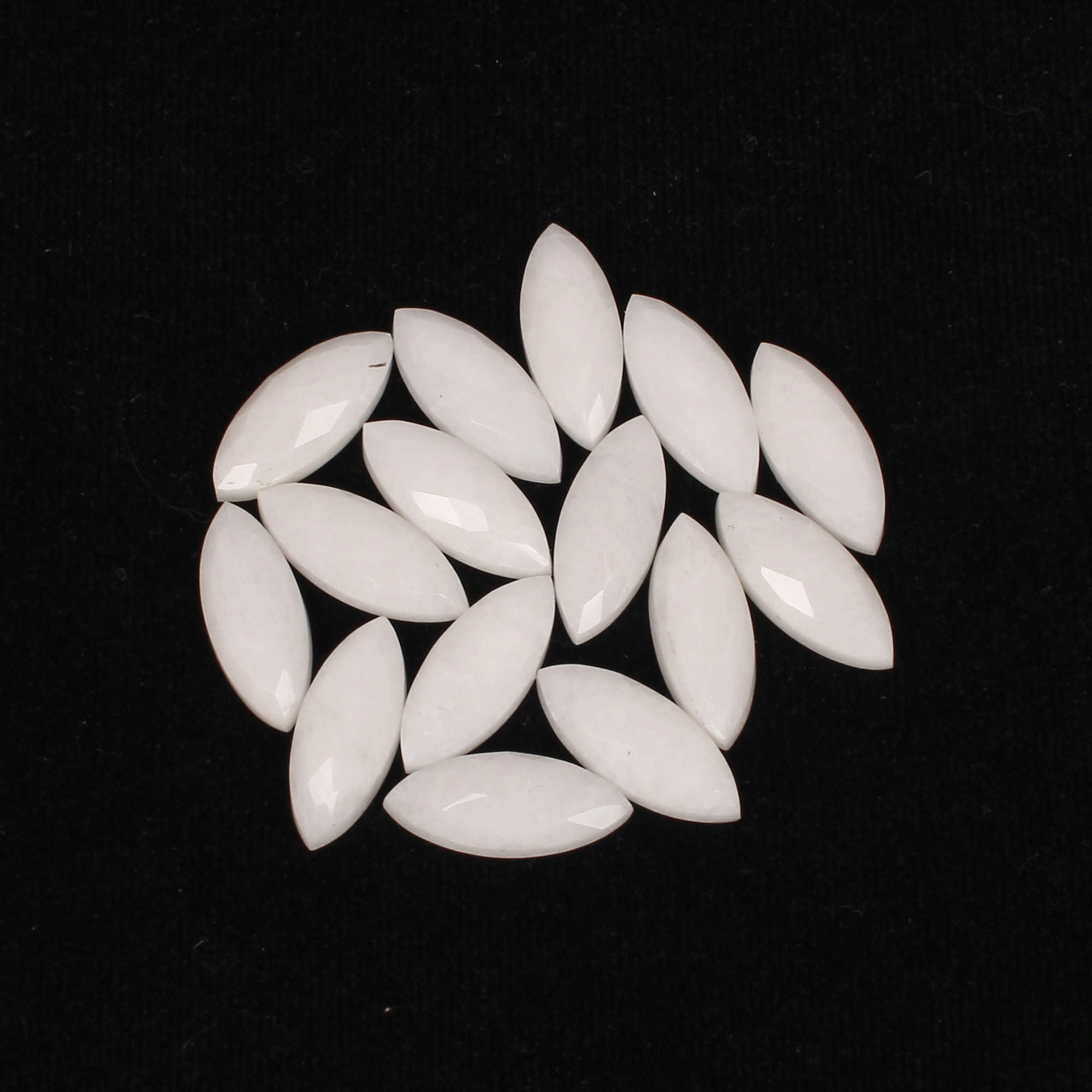 15Pes White King Agate 20x8mm Marquise Checker Cut 92Cts