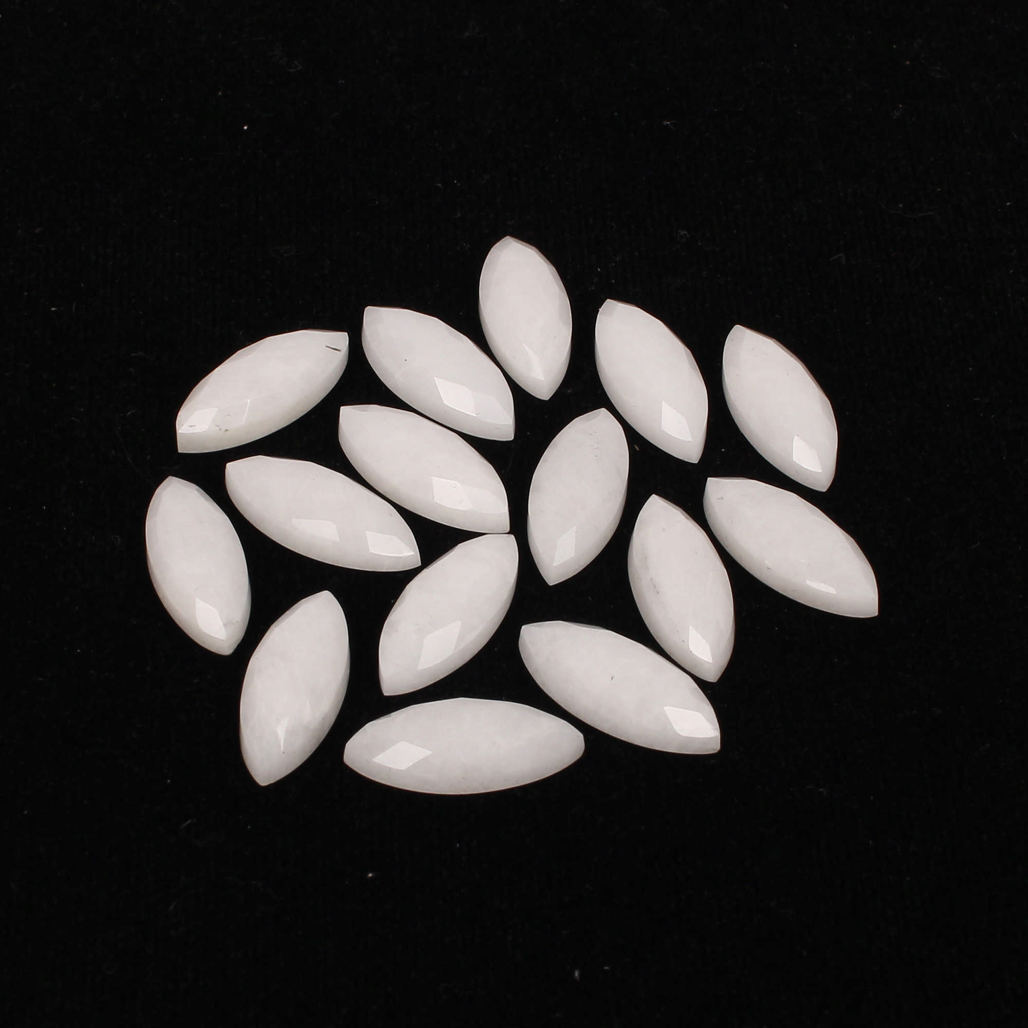 15Pes White King Agate 20x8mm Marquise Checker Cut 92Cts