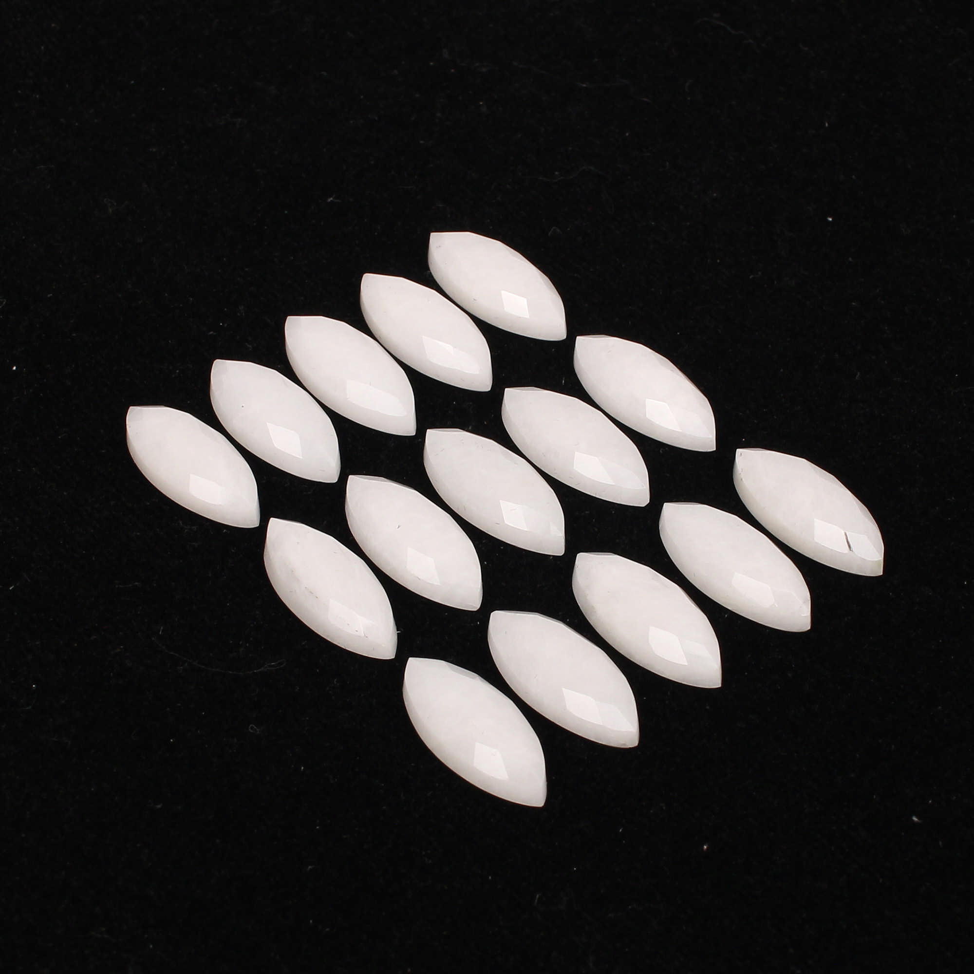 15Pes White King Agate 20x8mm Marquise Checker Cut 92Cts