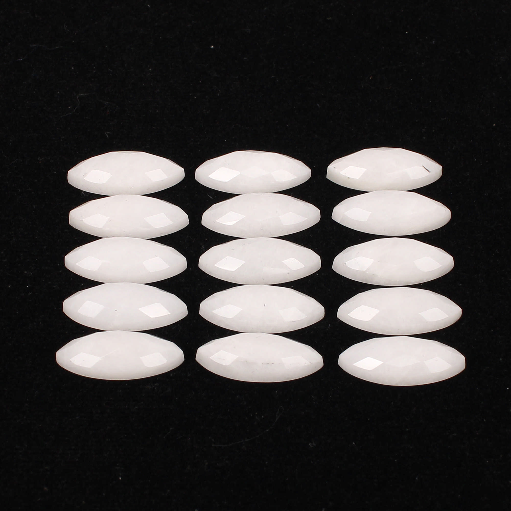 15Pes White King Agate 20x8mm Marquise Checker Cut 92Cts