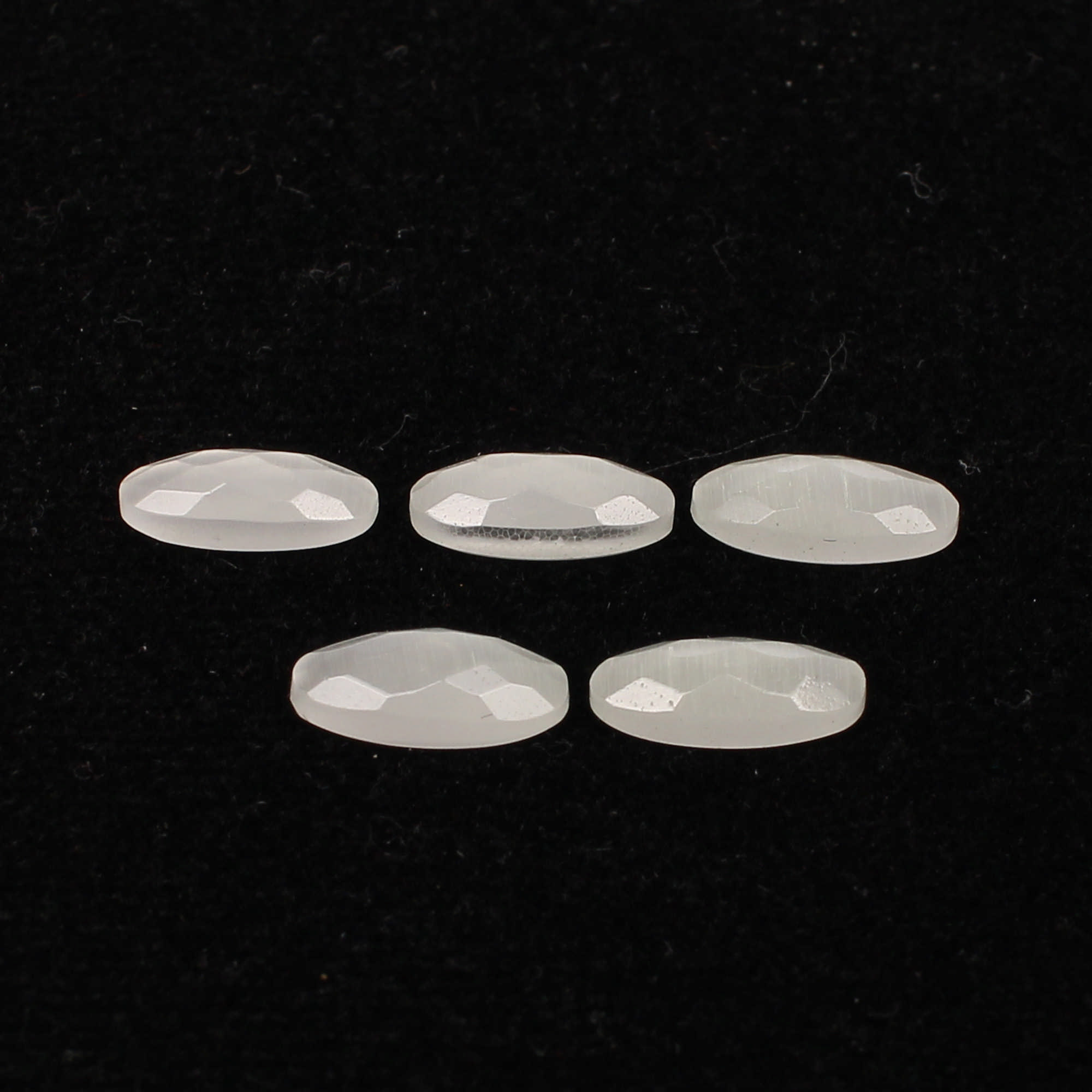 5Pes White Cats Eye 4x10mm Long Oval Checker Cut 500cts