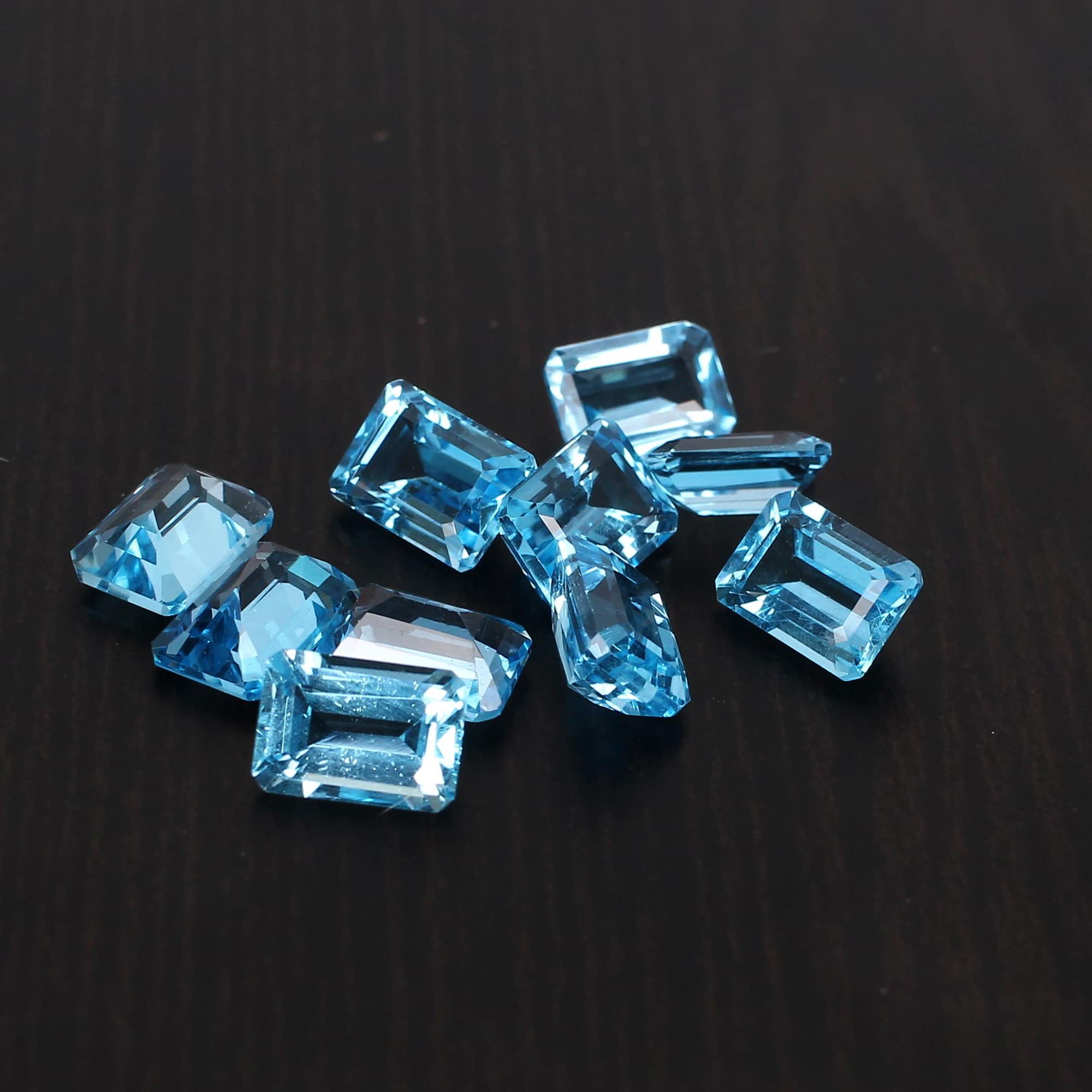 Natural Swiss Blue Topaz 7x5mm Rectangle Faceted Cut 130 Cts