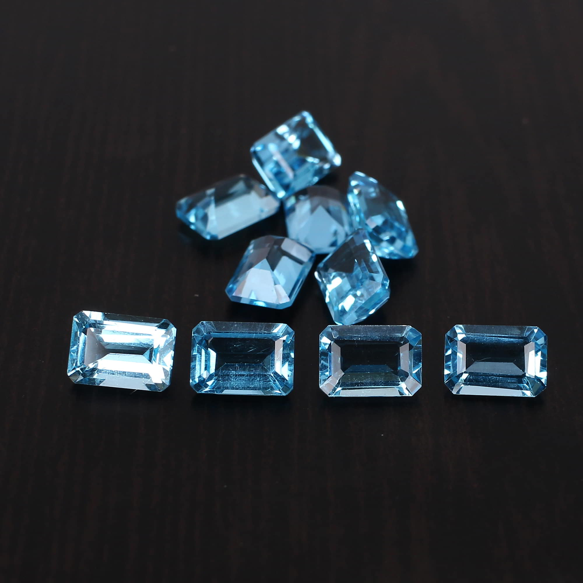 Natural Swiss Blue Topaz 7x5mm Rectangle Faceted Cut 130 Cts