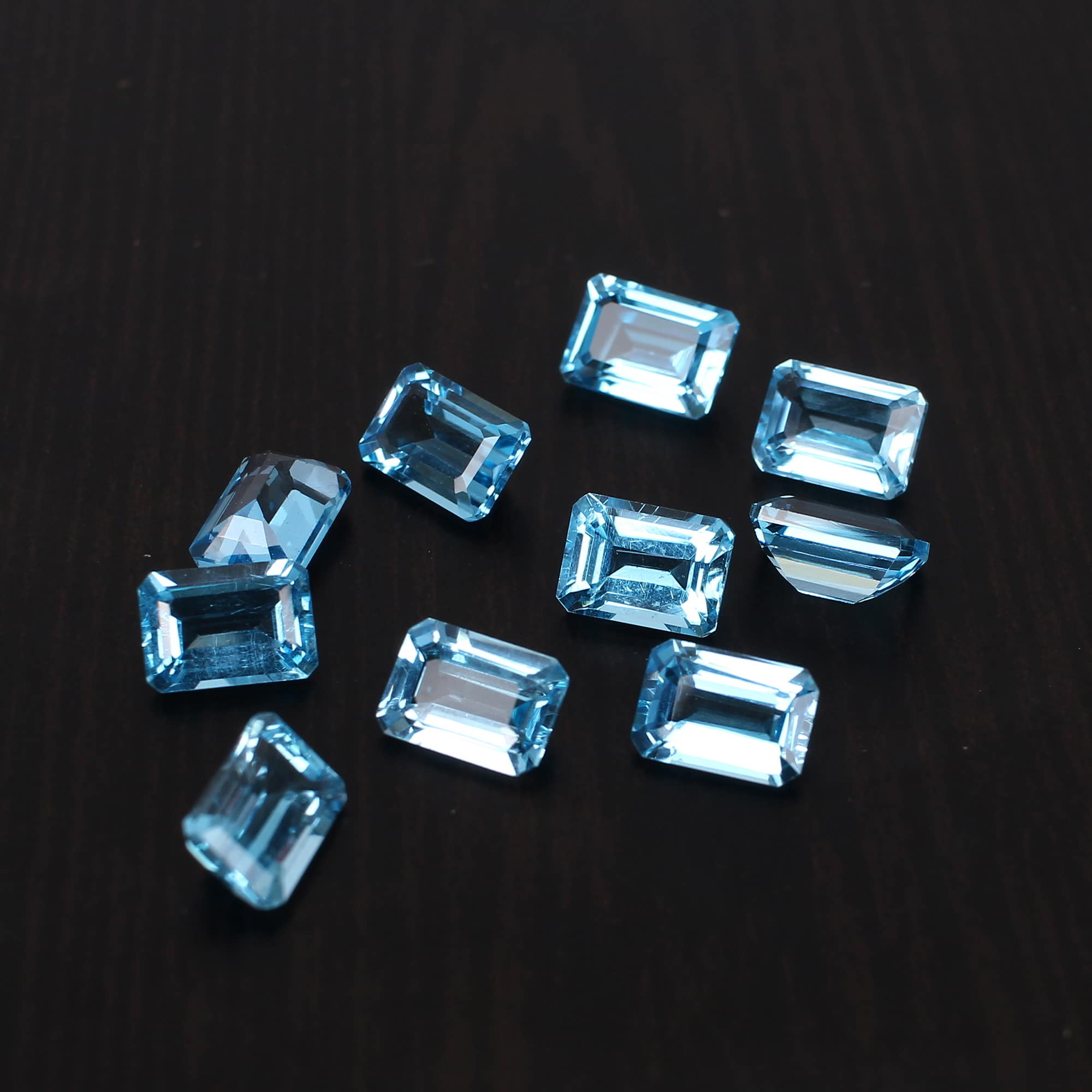 Natural Swiss Blue Topaz 7x5mm Rectangle Faceted Cut 130 Cts