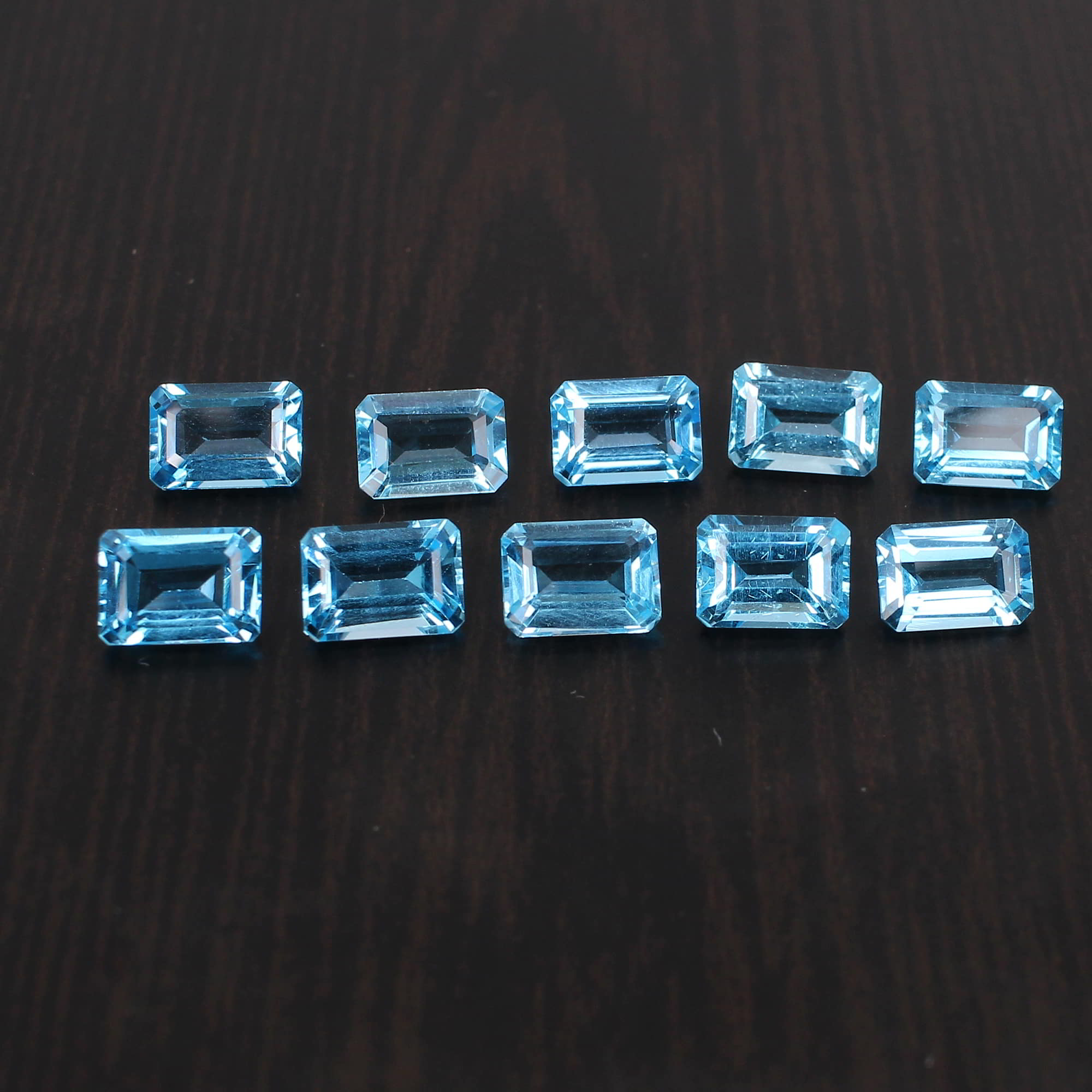 Natural Swiss Blue Topaz 7x5mm Rectangle Faceted Cut 130 Cts