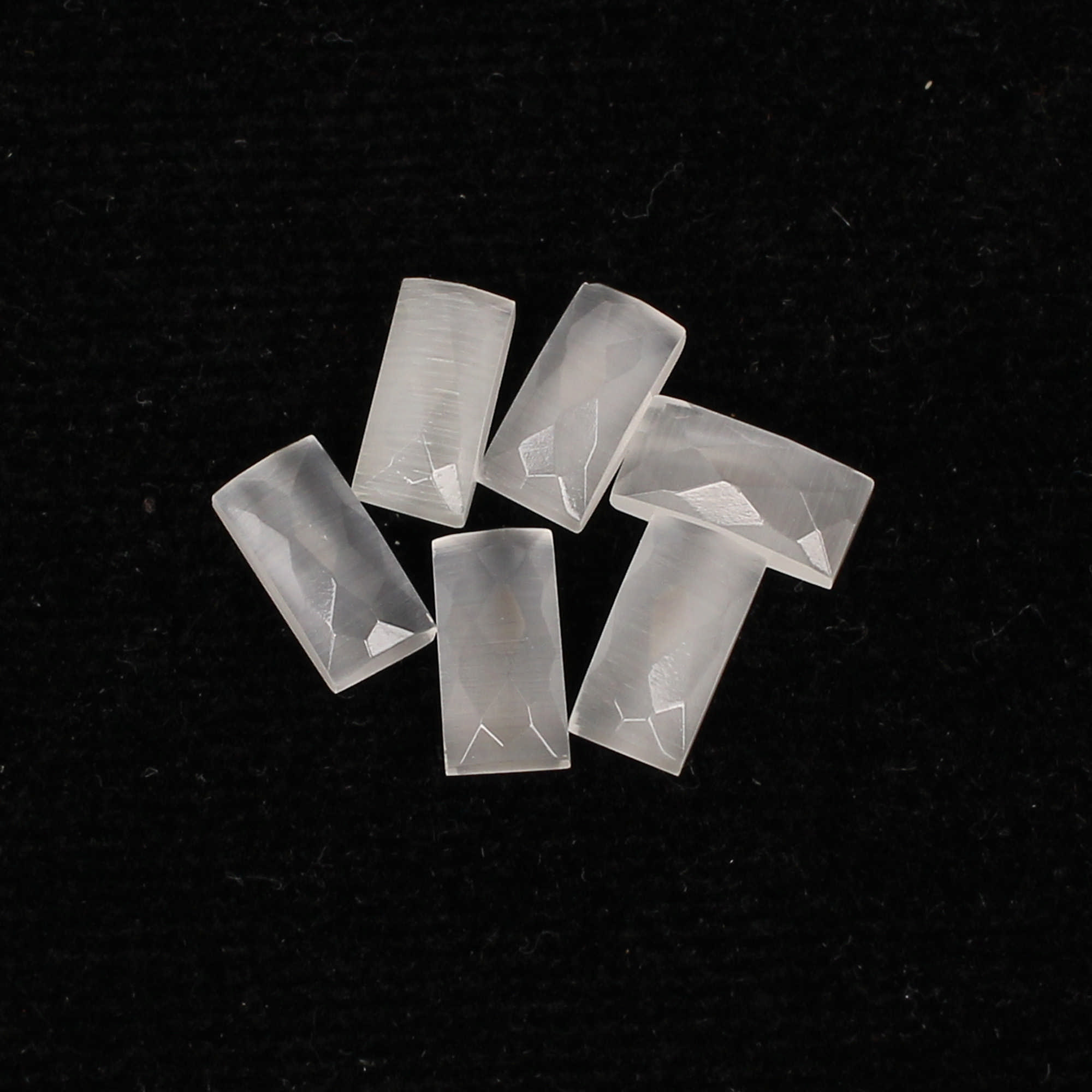 6Pes White Cats Eye 4x8mm Rectangle Checker Cut 600Cts