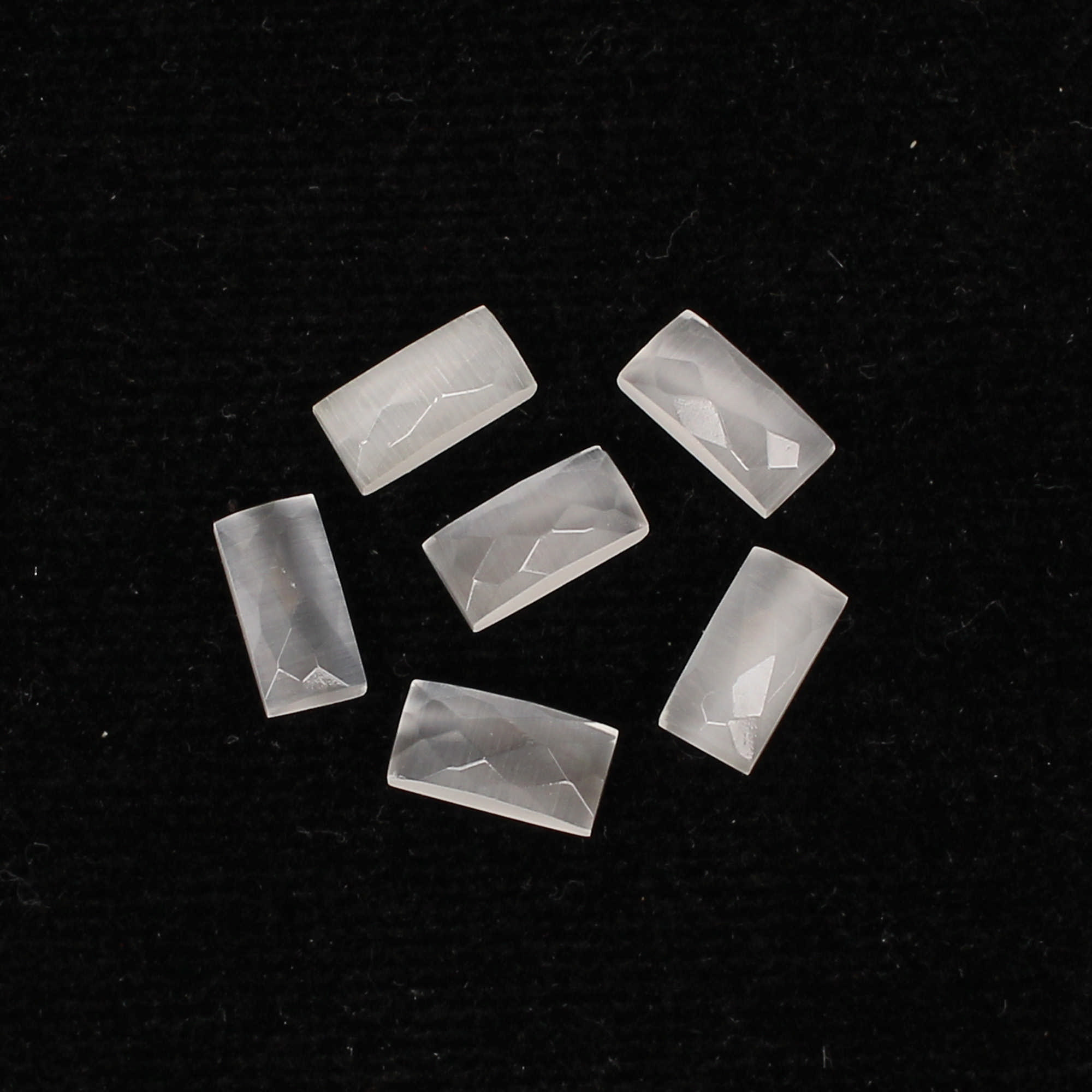 6Pes White Cats Eye 4x8mm Rectangle Checker Cut 600Cts