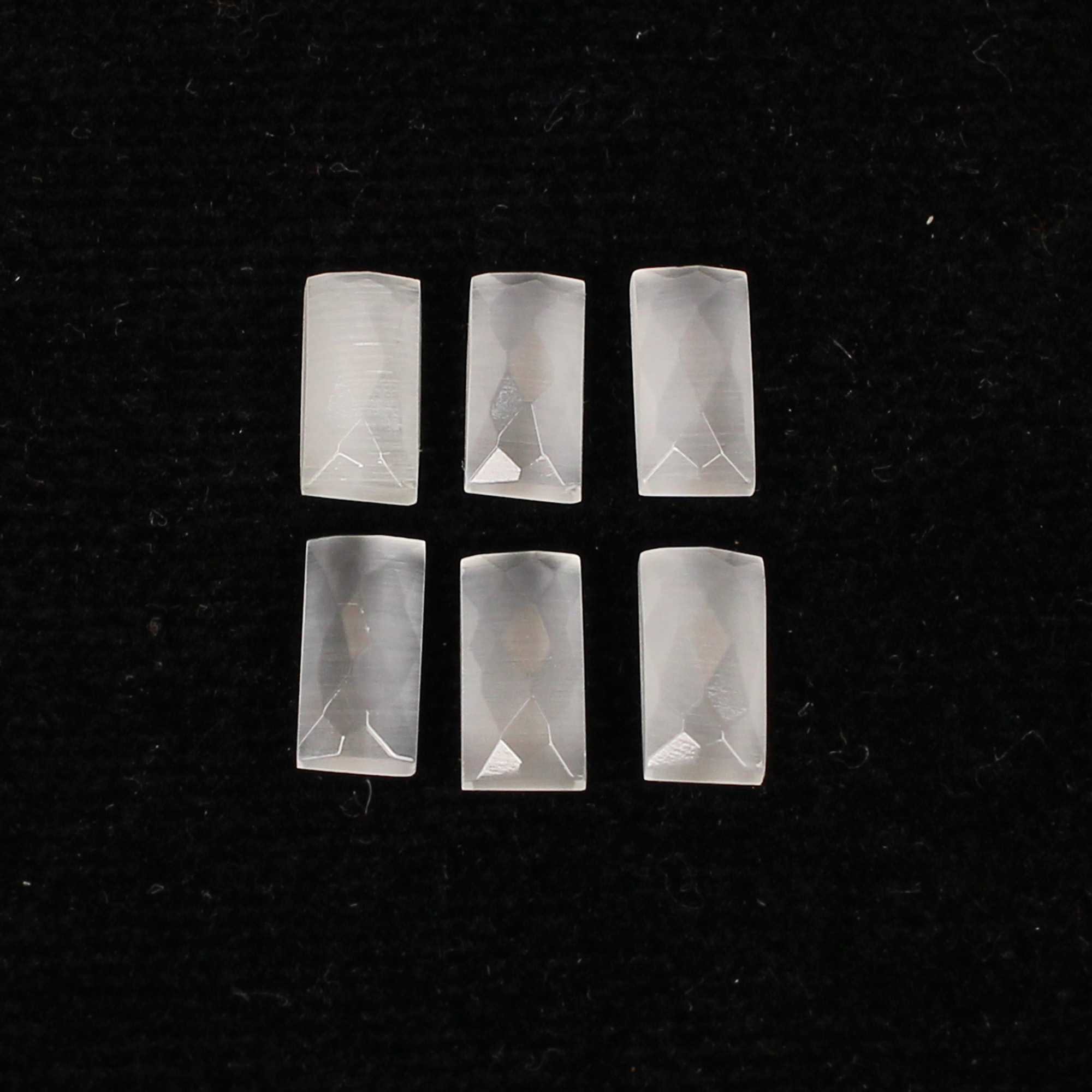 6Pes White Cats Eye 4x8mm Rectangle Checker Cut 600Cts