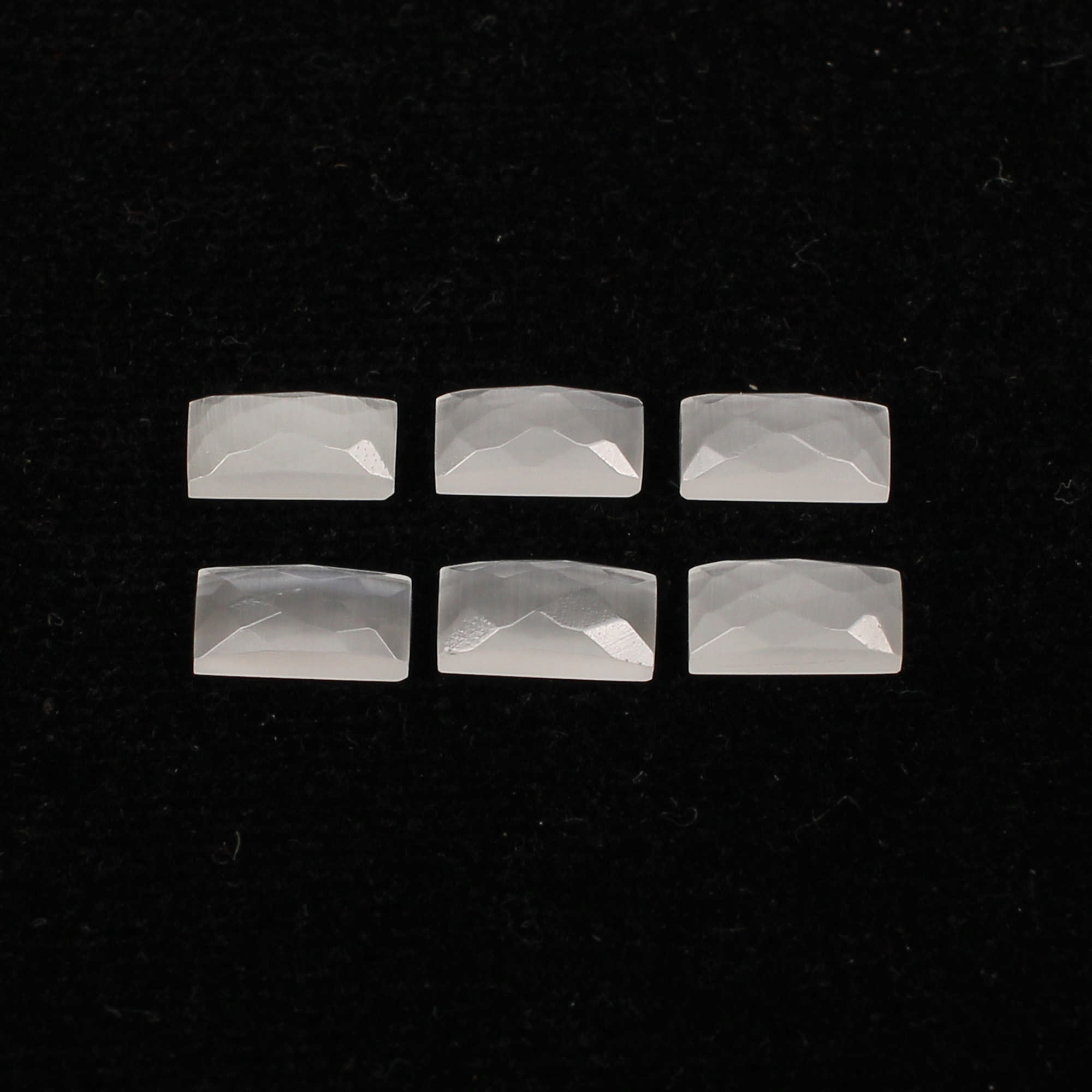 6Pes White Cats Eye 4x8mm Rectangle Checker Cut 600Cts