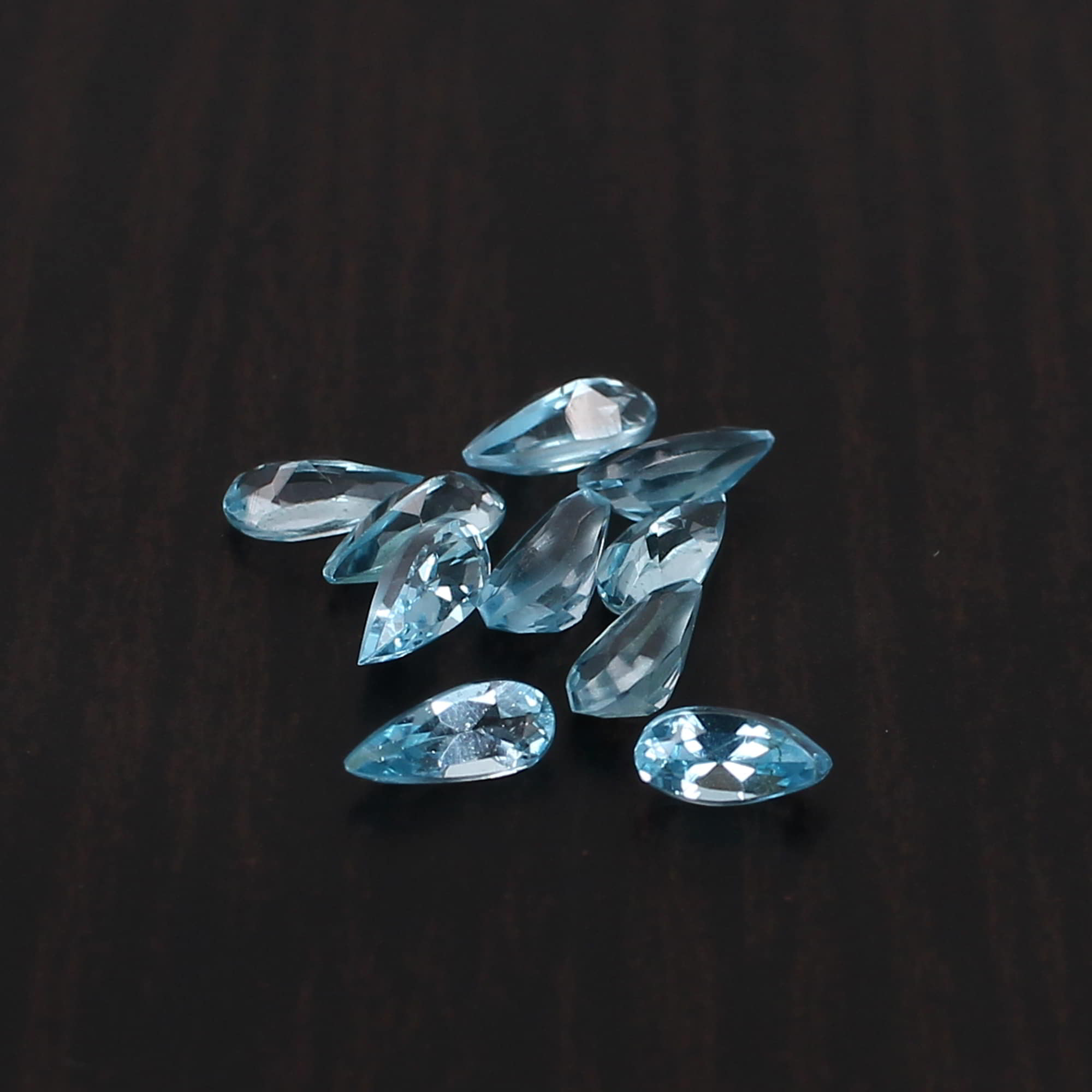 5 Pcs Natural Swiss Blue Topaz 5x2mm Pear Faceted Cut 075 Cts