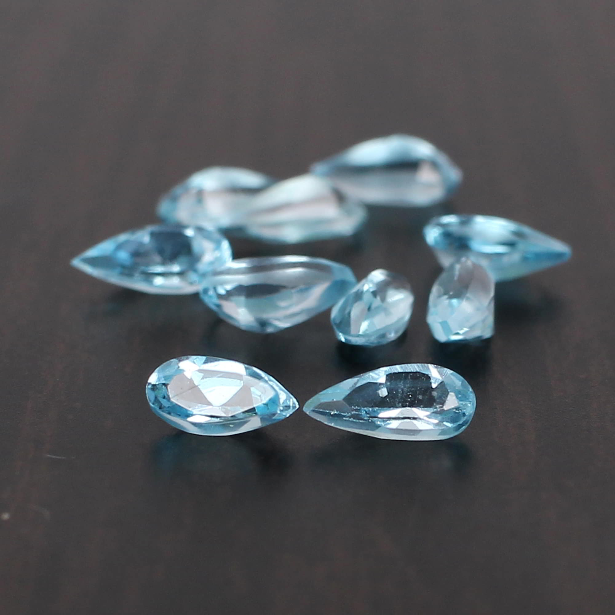 5 Pcs Natural Swiss Blue Topaz 5x2mm Pear Faceted Cut 075 Cts