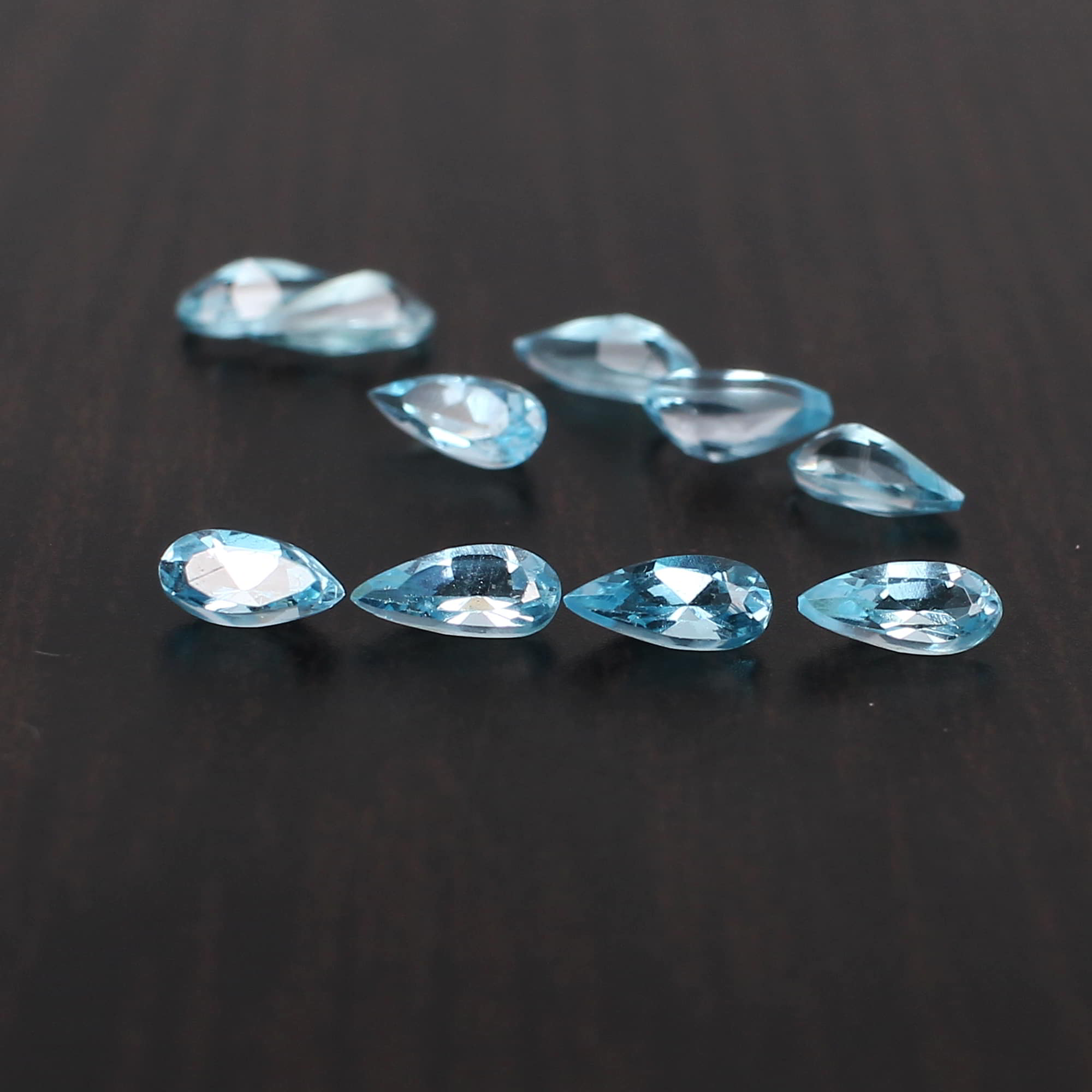 5 Pcs Natural Swiss Blue Topaz 5x2mm Pear Faceted Cut 075 Cts