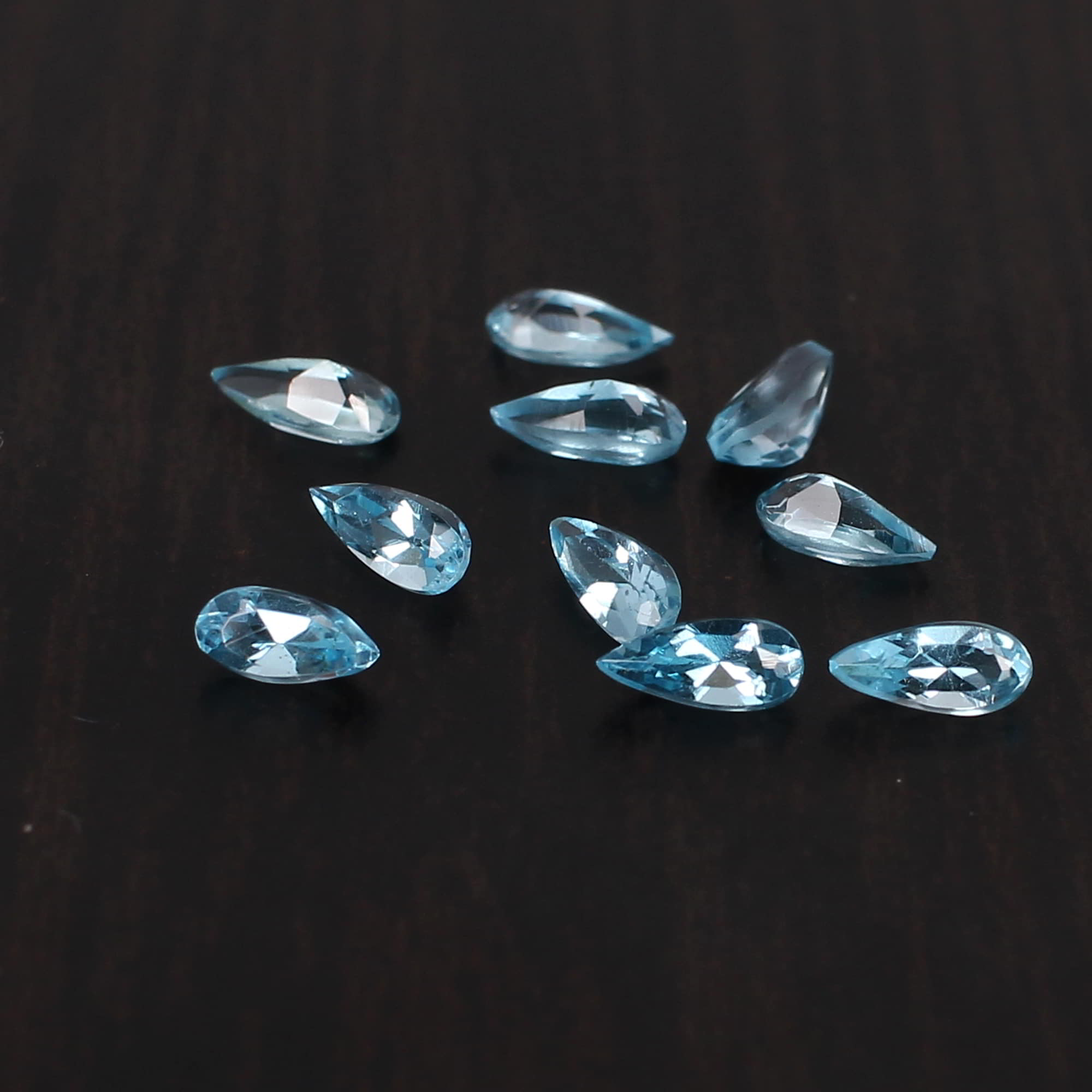 5 Pcs Natural Swiss Blue Topaz 5x2mm Pear Faceted Cut 075 Cts