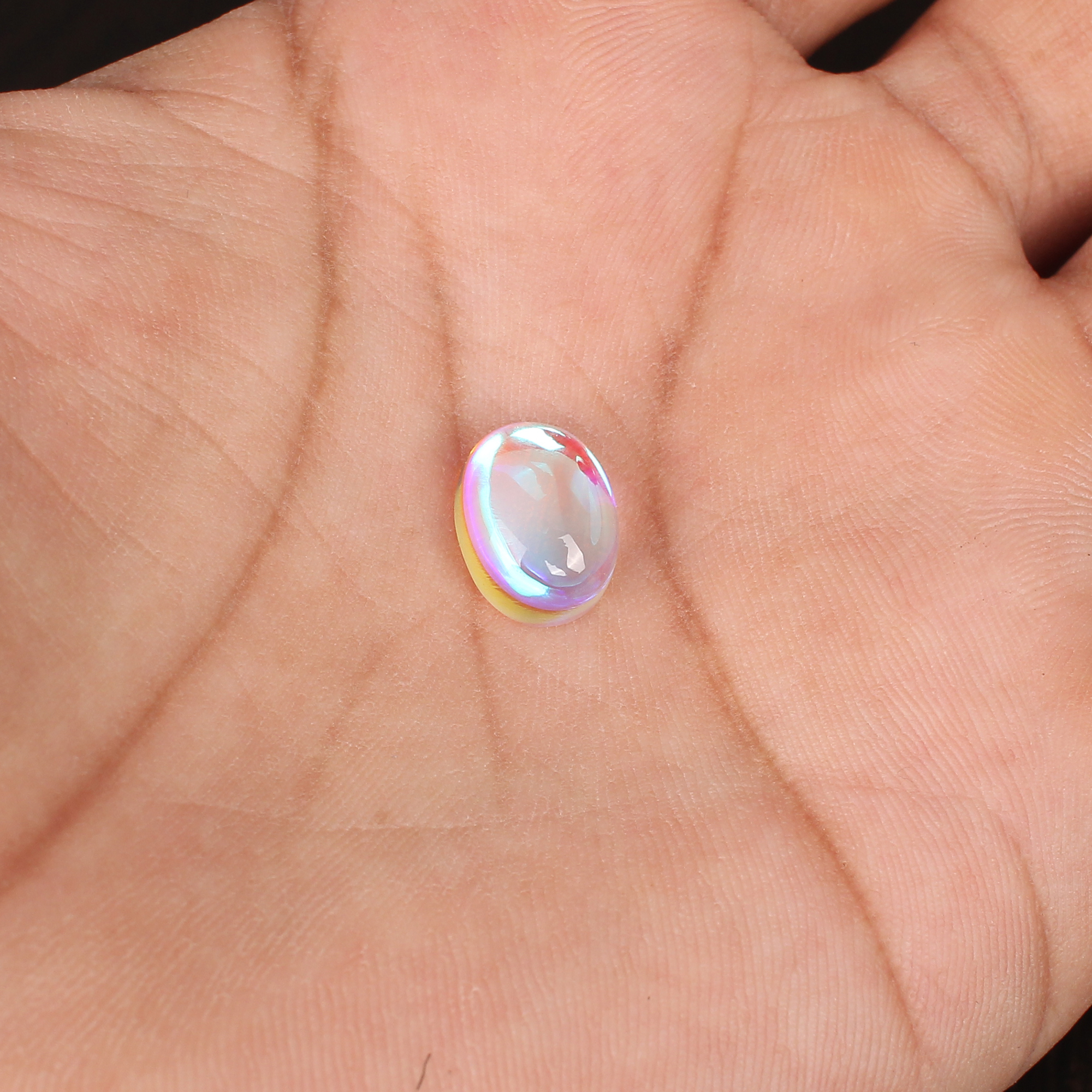 Chinese Rainbow Moonstone Gemstone 51 Carat 12x9mm Cabochon Loose Gemstone for Jewelry Making