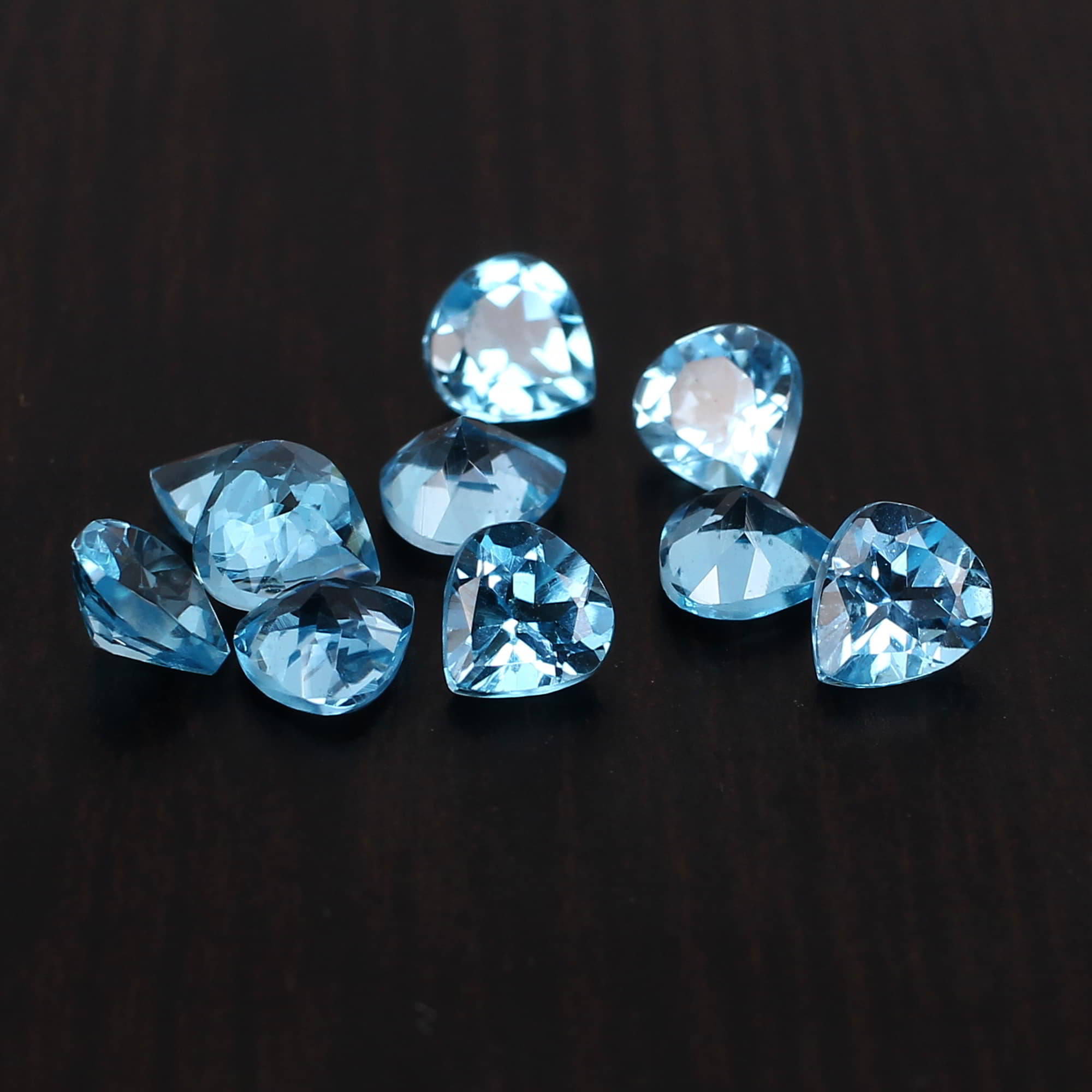 5 Pcs Natural Swiss Blue Topaz 5x5mm Heart Faceted Cut 2 Cts
