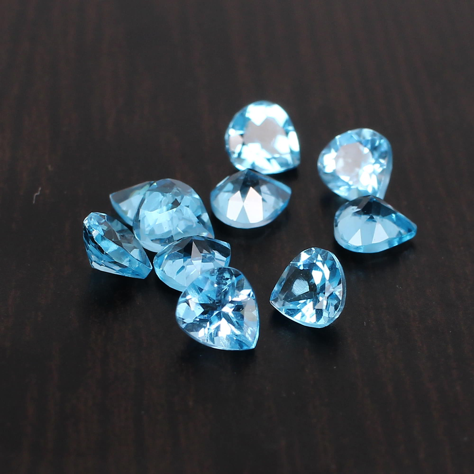 5 Pcs Natural Swiss Blue Topaz 5x5mm Heart Faceted Cut 2 Cts