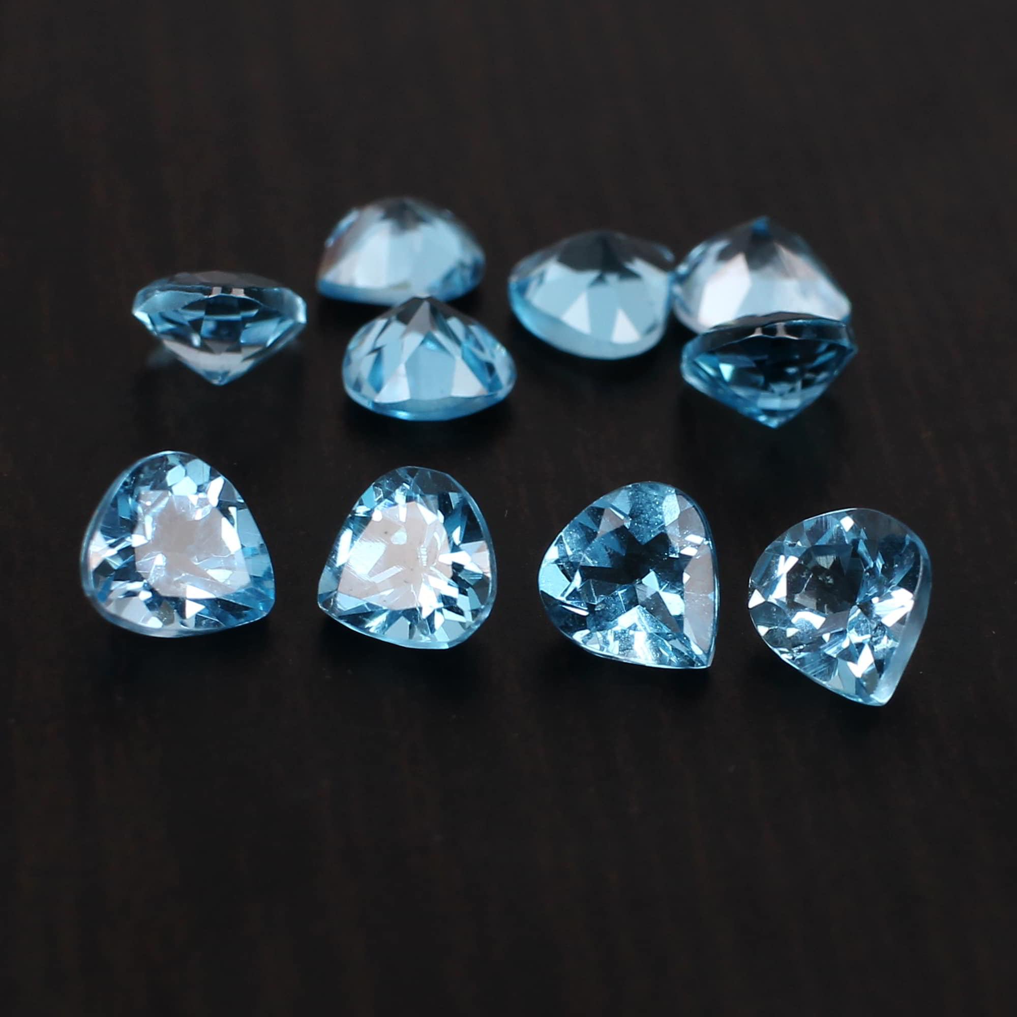 5 Pcs Natural Swiss Blue Topaz 5x5mm Heart Faceted Cut 2 Cts
