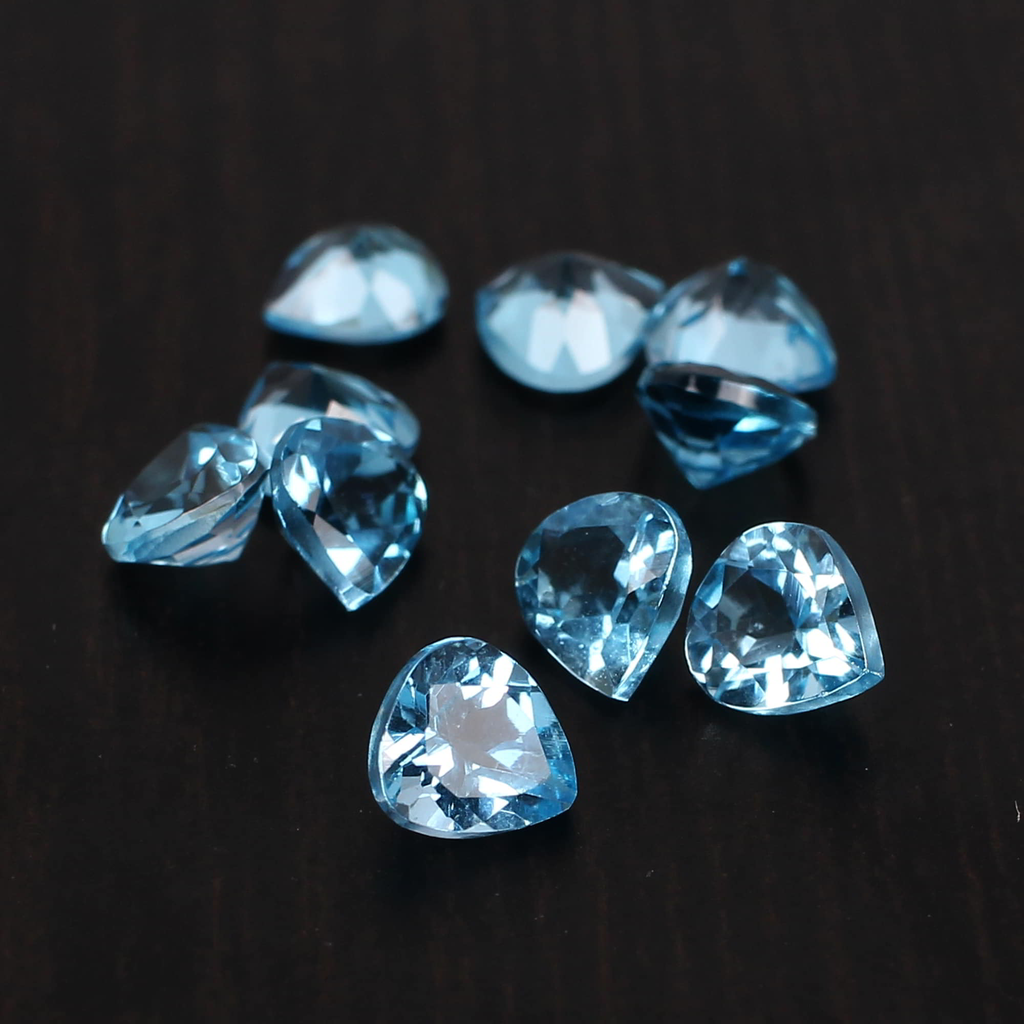 5 Pcs Natural Swiss Blue Topaz 5x5mm Heart Faceted Cut 2 Cts