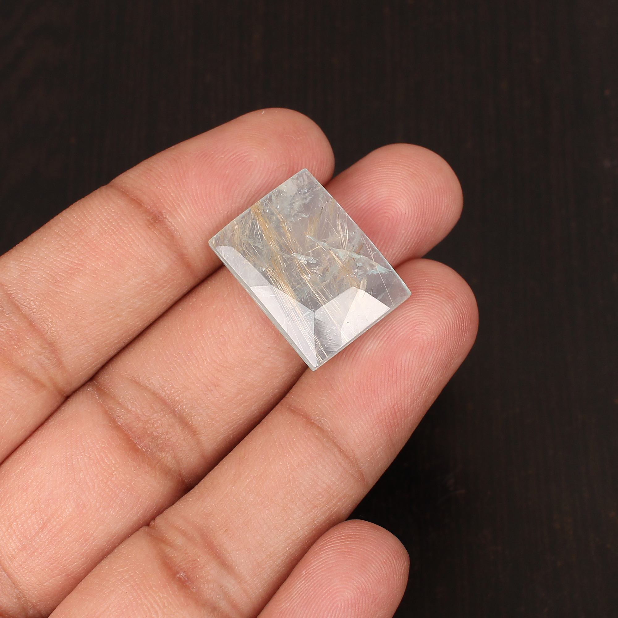Natural Aquamarine Doublet Gemstone Rose Cut Rectangle 1501 Carat 20x15mm for Jewelry Making