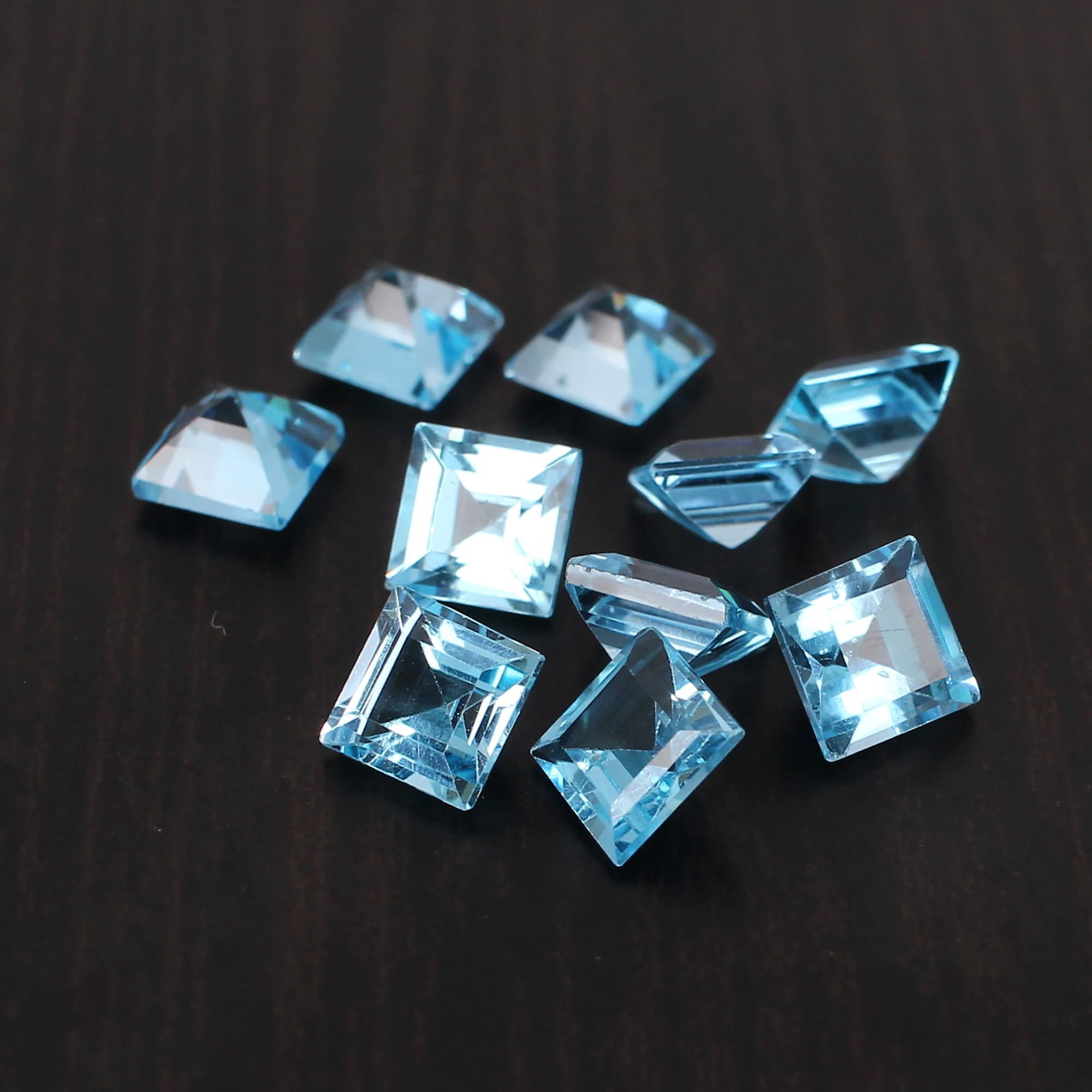 Natural Swiss Blue Topaz 7x7mm Square Faceted Cut 160 Cts