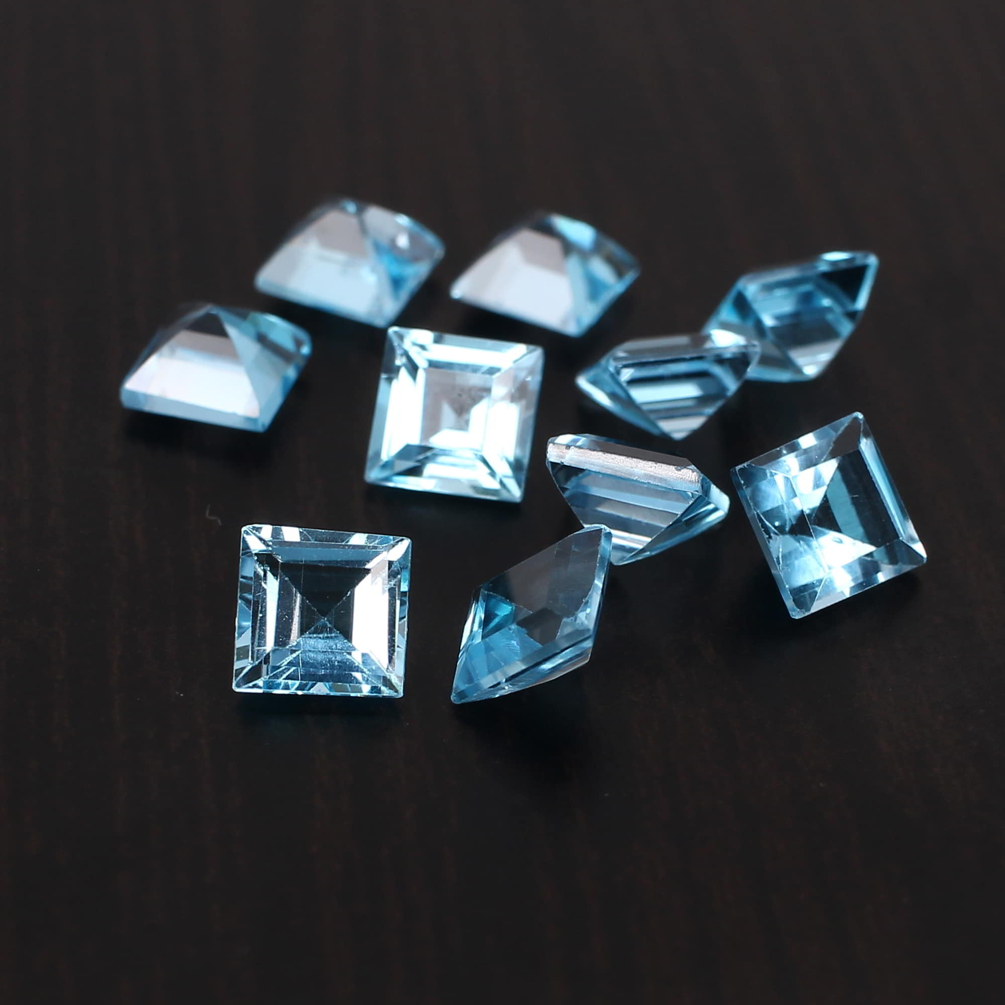 Natural Swiss Blue Topaz 7x7mm Square Faceted Cut 160 Cts