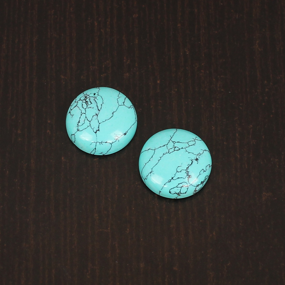 Image of Synthetic Green Turquoise Cabochon Cut Gemstone 3.5 Carat 12x12 mm for Jewelry Making