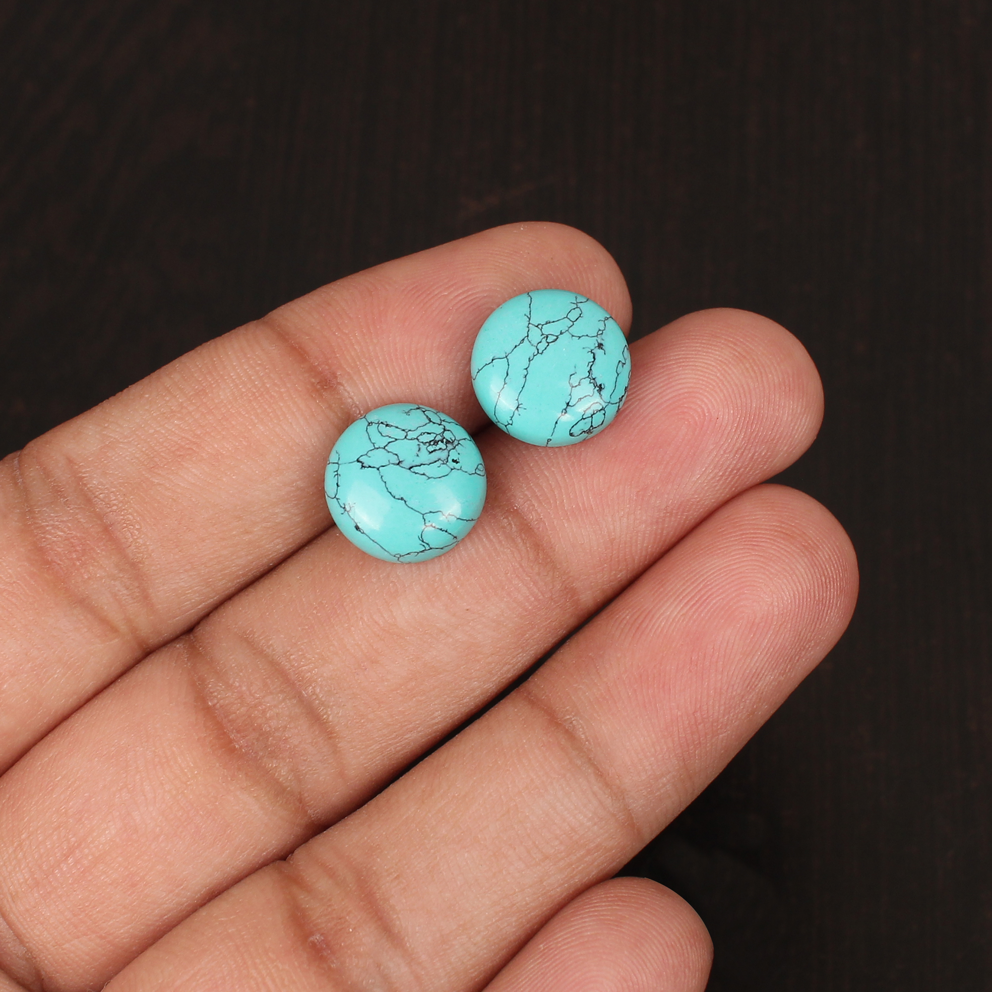Synthetic Green Turquoise Cabochon Gemstone 35 Carat 12x12 mm for Jewelry Making