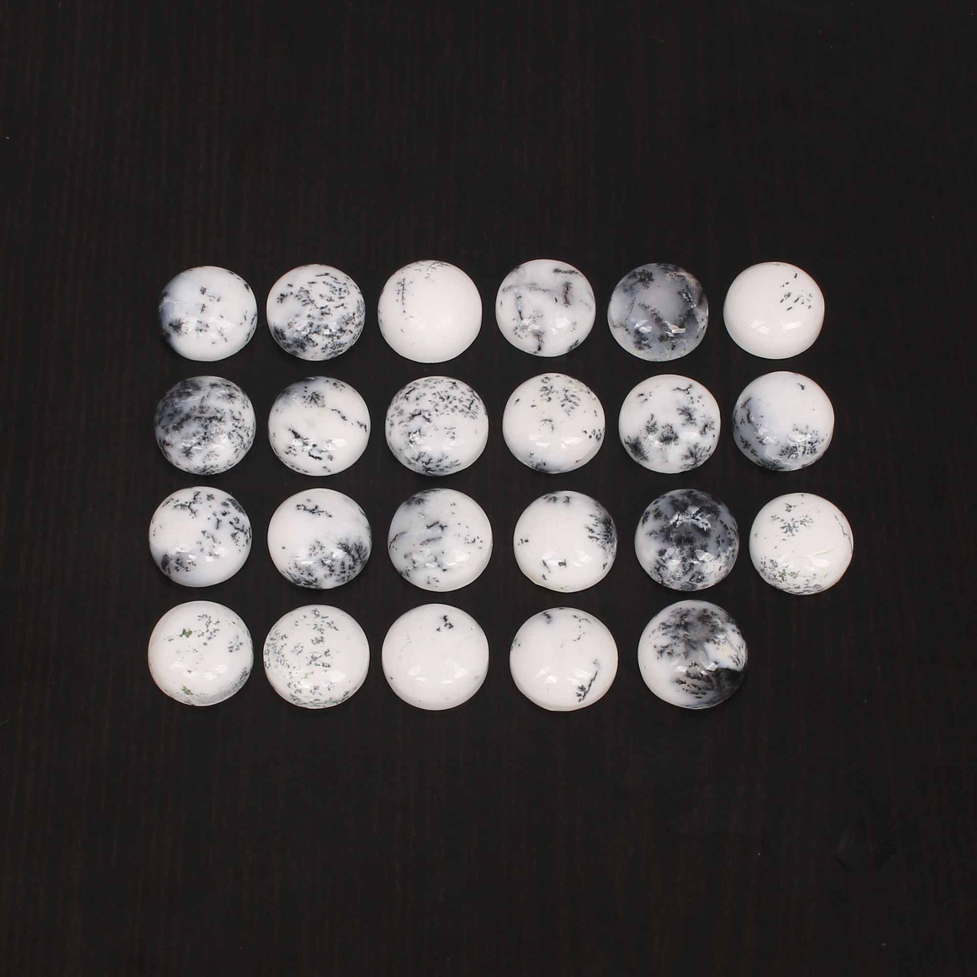 5Pcs Natural Dendritic Opal 10x10mm Round Cabochon 1730Cts