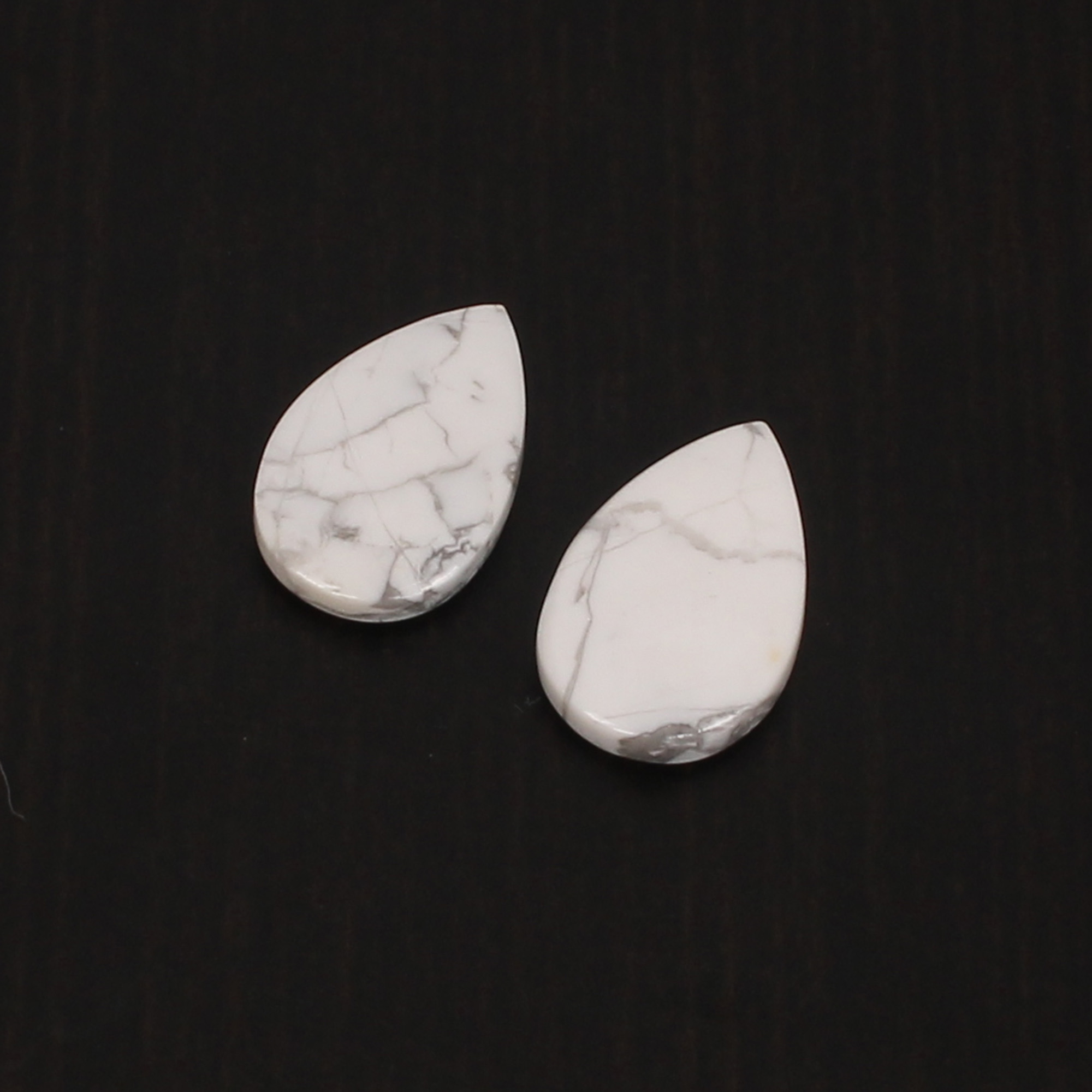 2Pcs Natural Dendritic Opal 12x8mm Pear Flat 515Cts