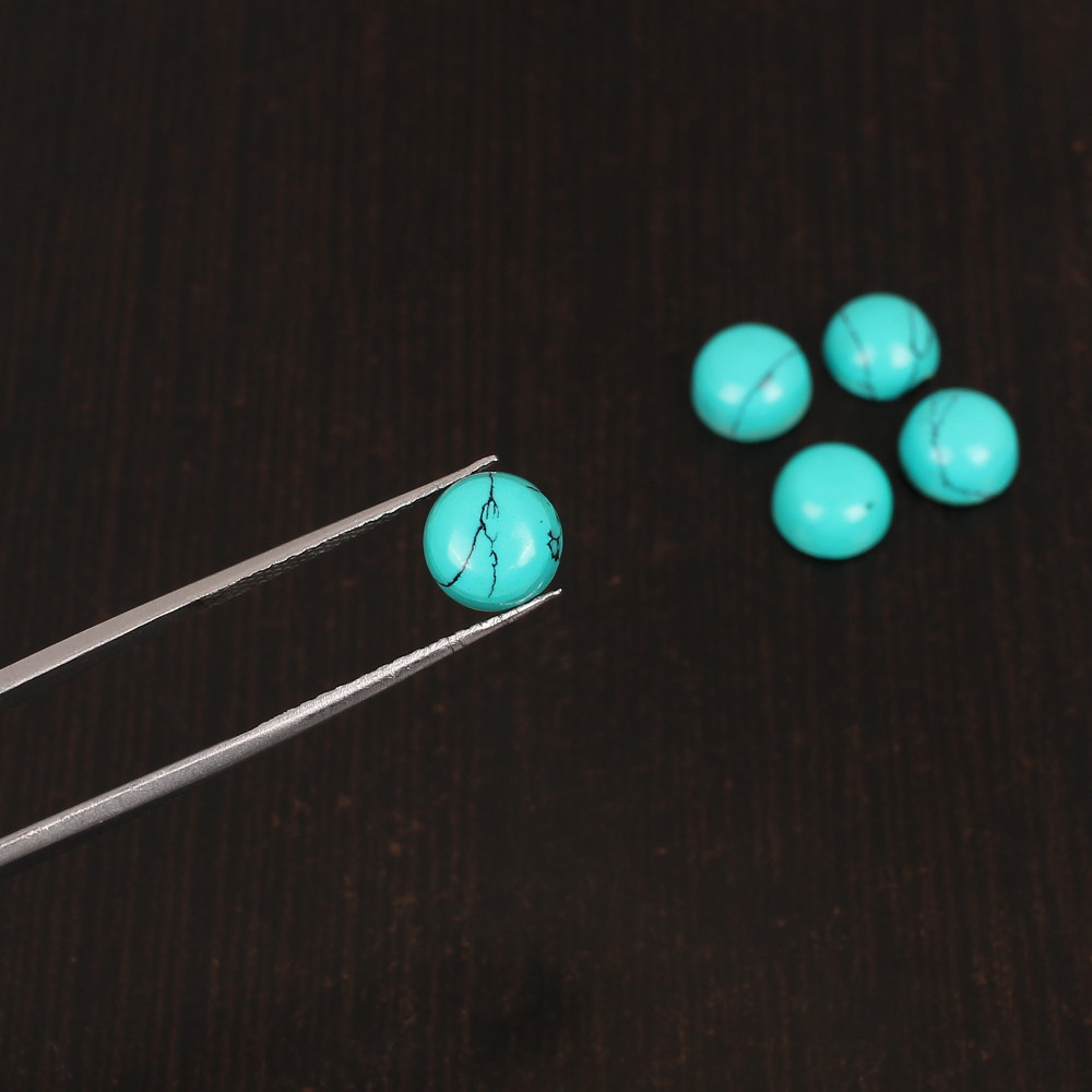 Image of Synthetic Green Turquoise Cabochon Cut Gemstone 8.3  Carat 8x8 mm for Jewelry Making