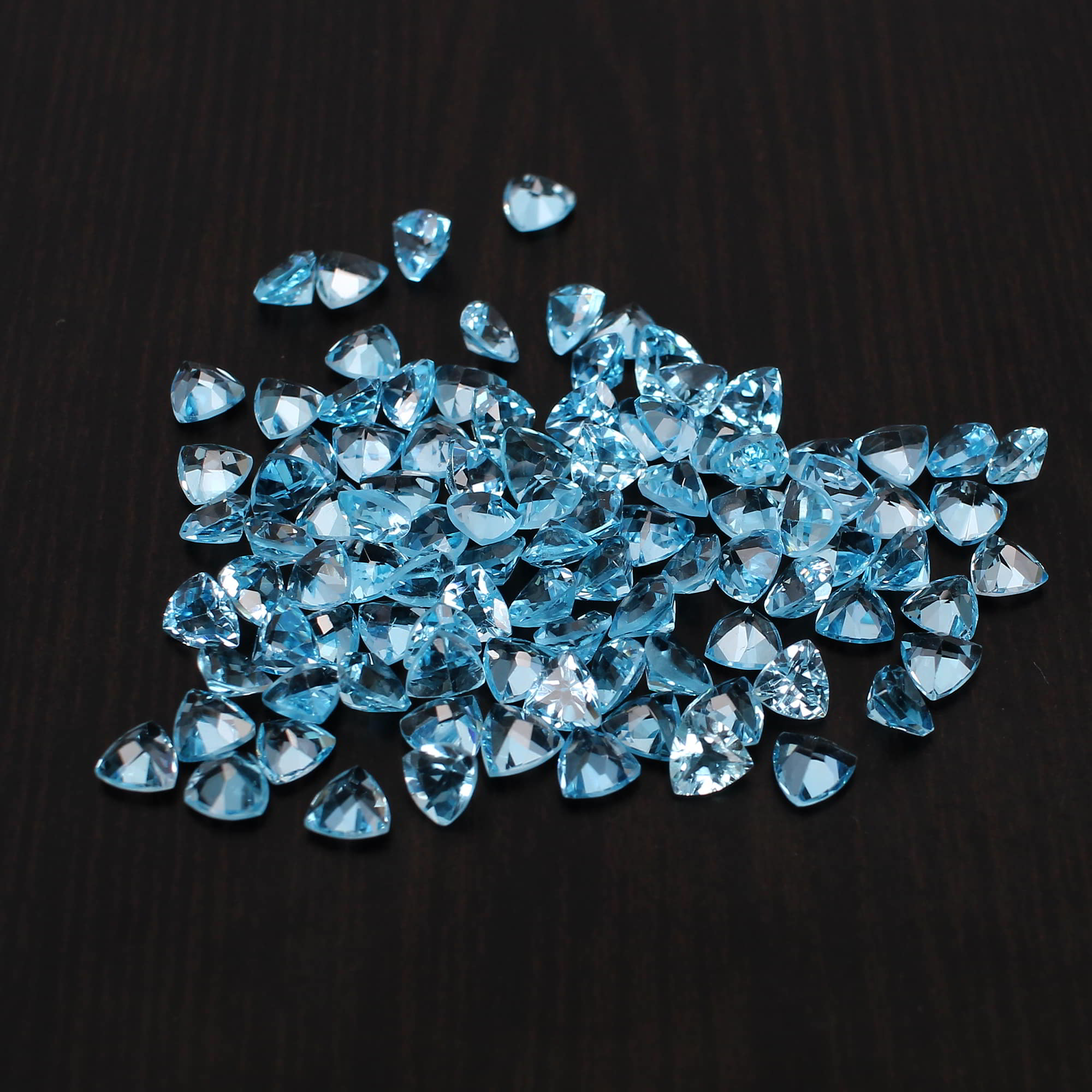 5 Pcs Natural Swiss Blue Topaz 4x4mm Trillion Faceted Cut 110 Cts