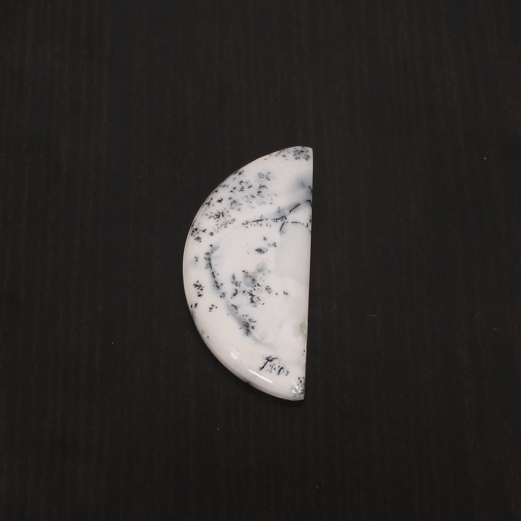 1Pcs Natural Dendritic Opal 25x12mm HalfMoon Cabochon 720Cts