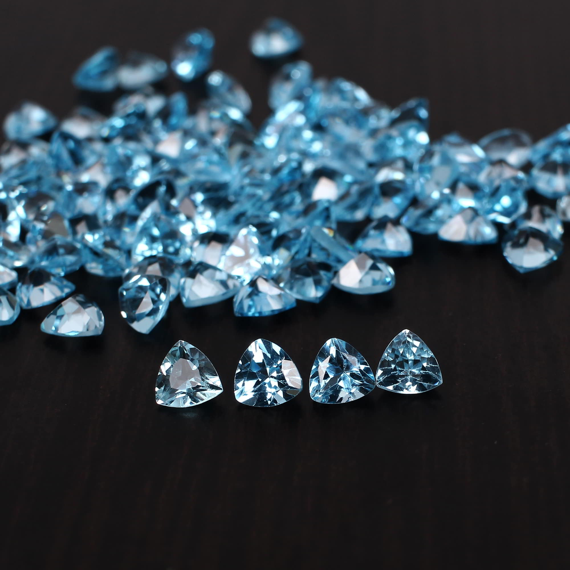 5 Pcs Natural Swiss Blue Topaz 4x4mm Trillion Faceted Cut 110 Cts