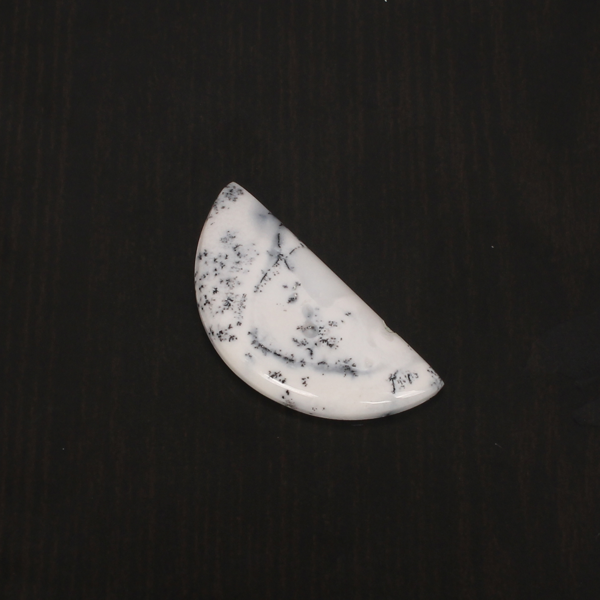 1Pcs Natural Dendritic Opal 25x12mm HalfMoon Cabochon 720Cts